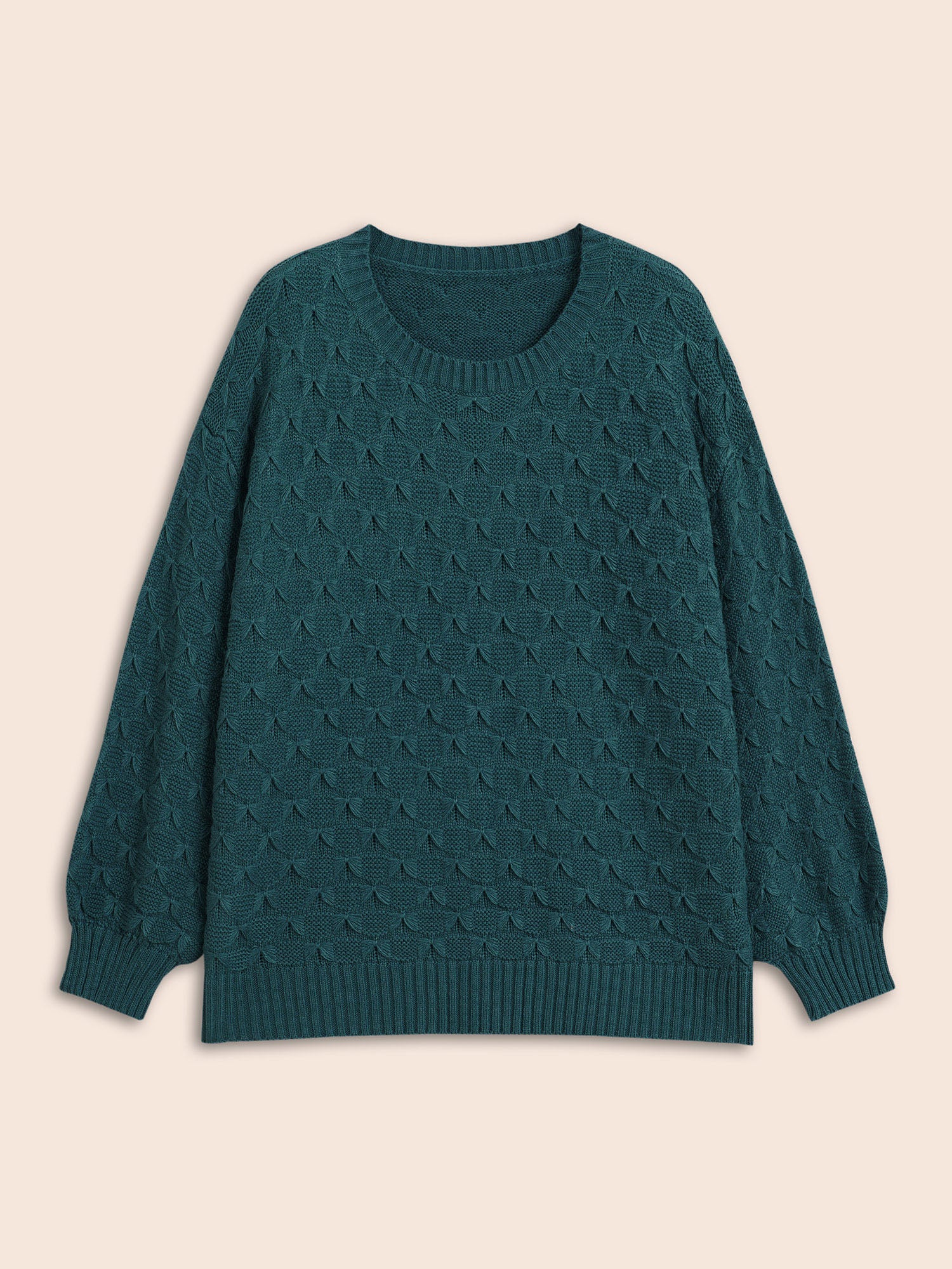 Fish Scale Texture Drop Shoulder Pullover - Image 8