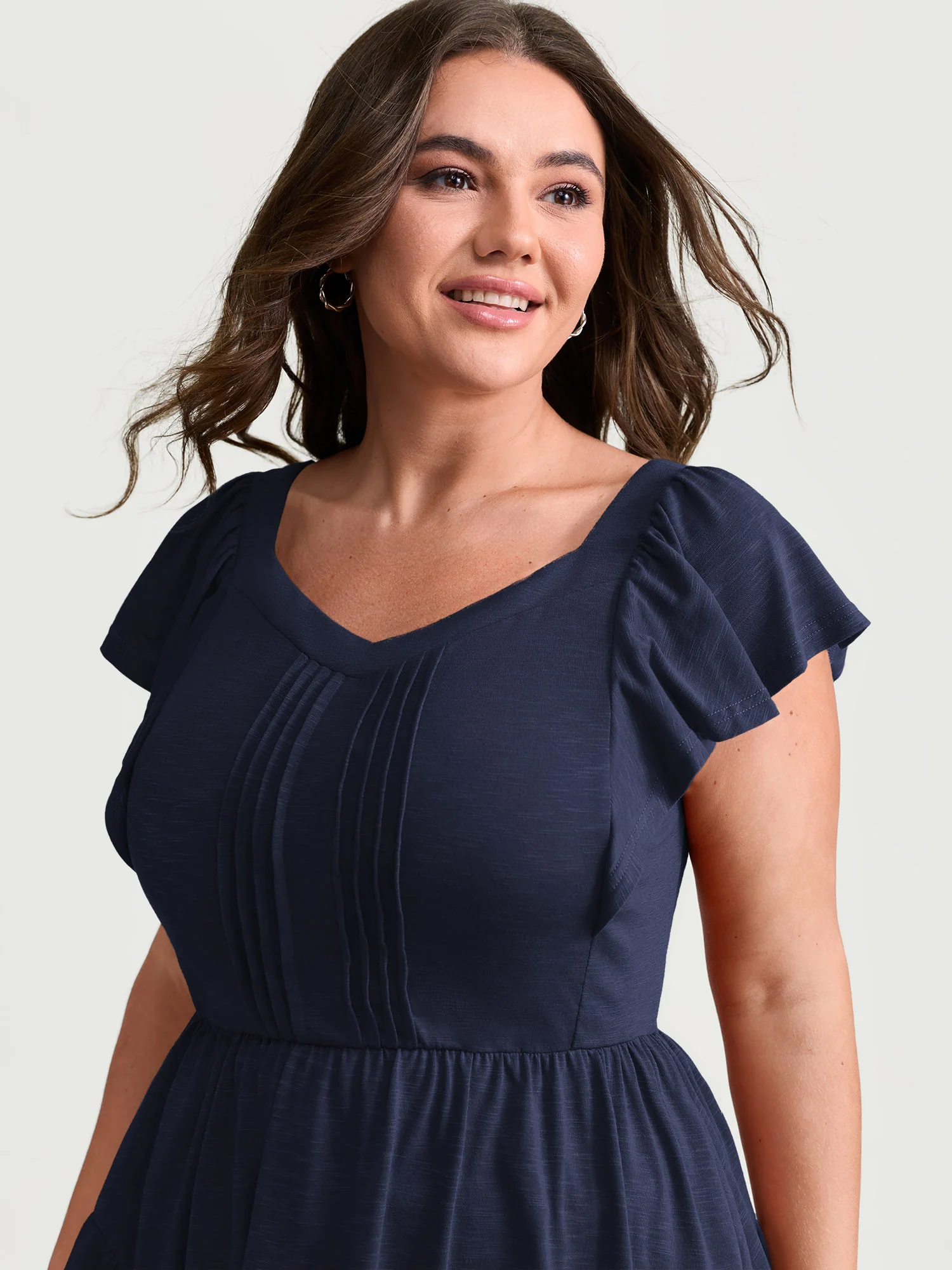 Fit And Flare Flutter Sleeve Shirred Top - Image 10
