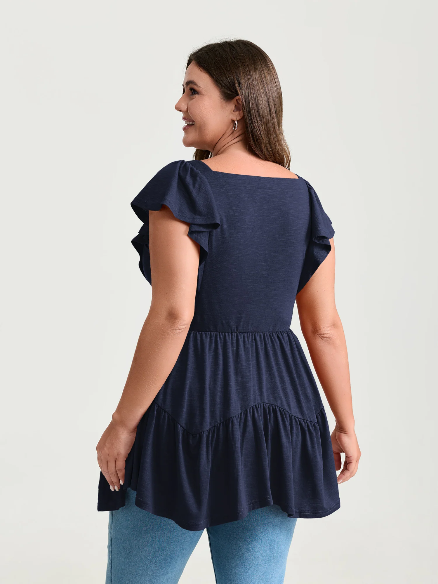 Fit And Flare Flutter Sleeve Shirred Top - Image 11