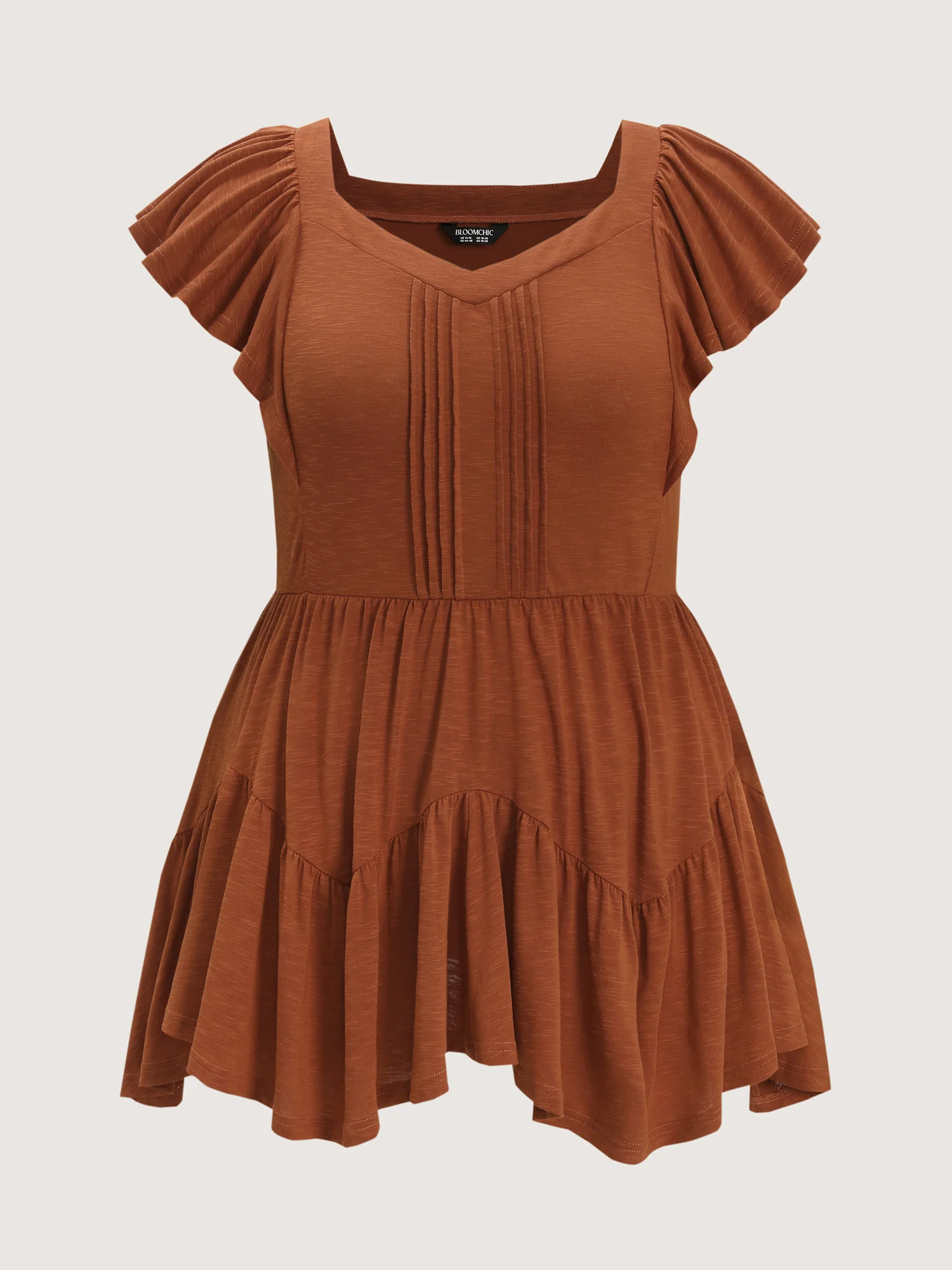 Fit And Flare Flutter Sleeve Shirred Top - Image 7