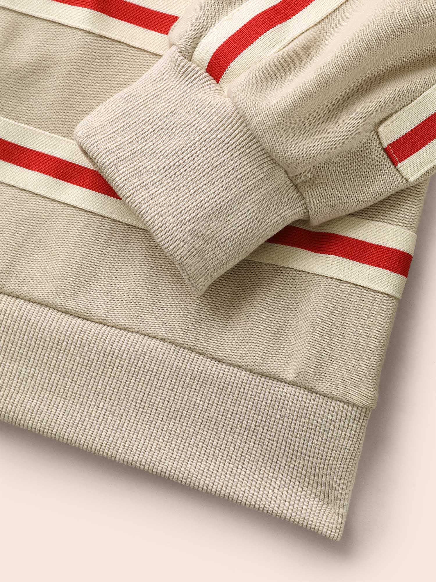 Flag And Denim Spliced Crew Neck Sweatshirt - Image 6