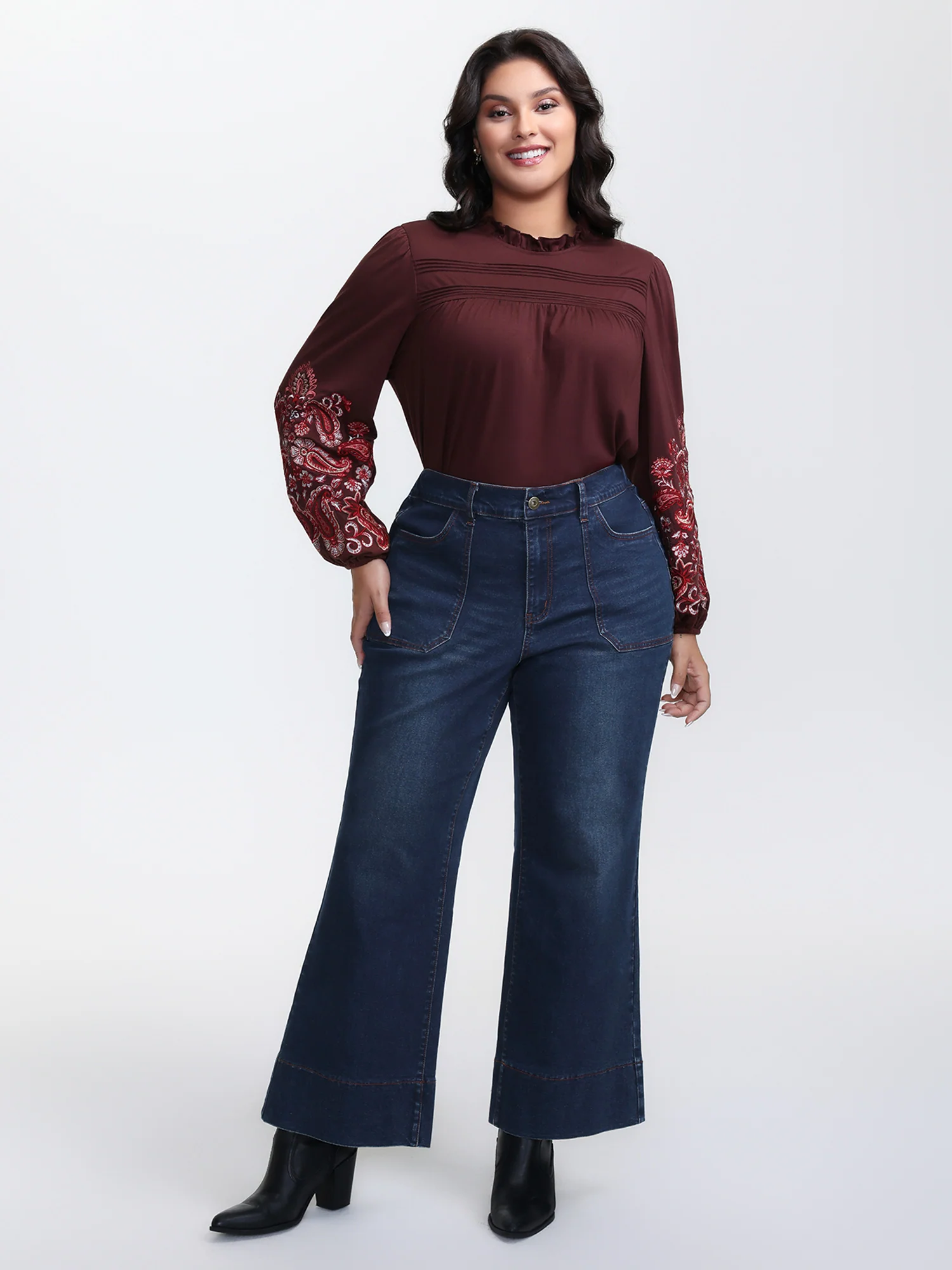 Flared Hem Easy-Fit Jeans - Image 2