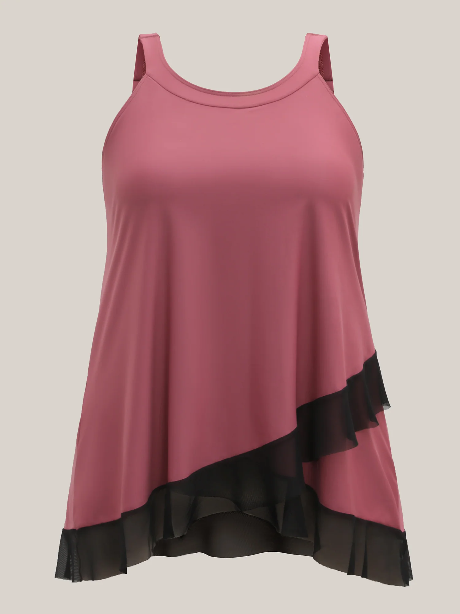 Flared Overlap Hem Round Neck Swim Top - Image 7