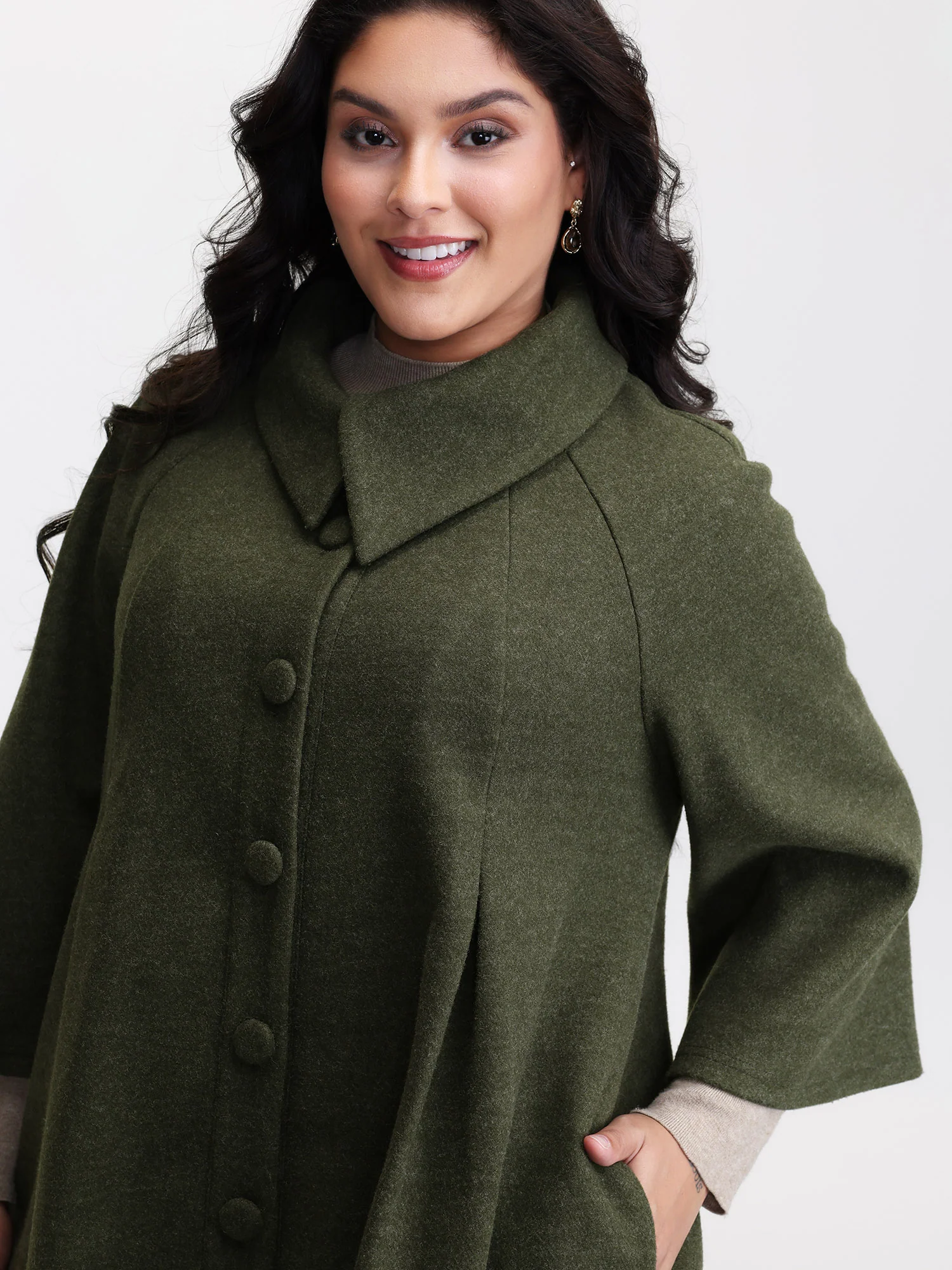 Flared Sleeve A-Line Button Jacket - Image 2