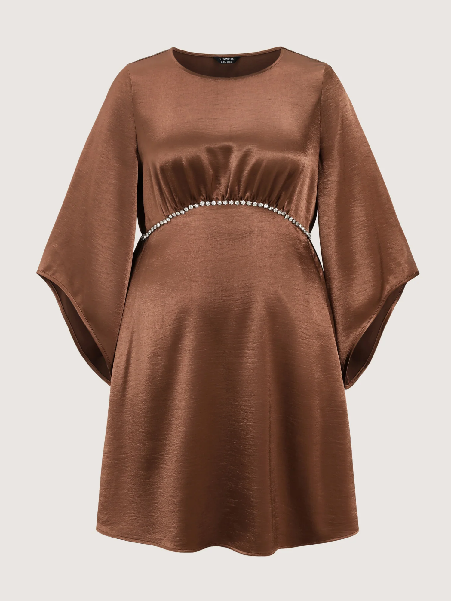 Flared Sleeve Metal Detail Waistline Mini Dress - Image 8
