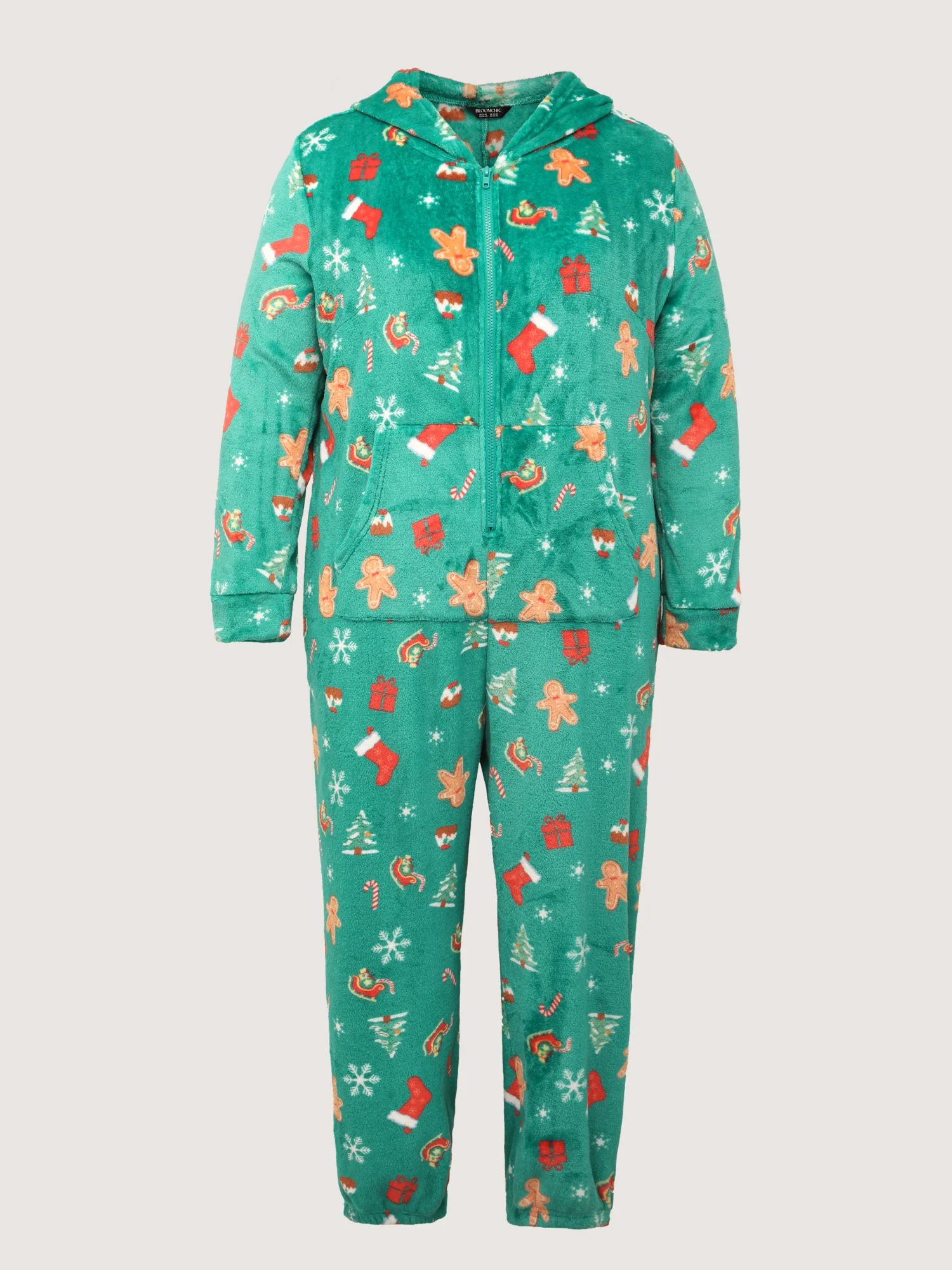 Fleece Holiday Joy Pockets Hooded Pajama Onesie - Image 7