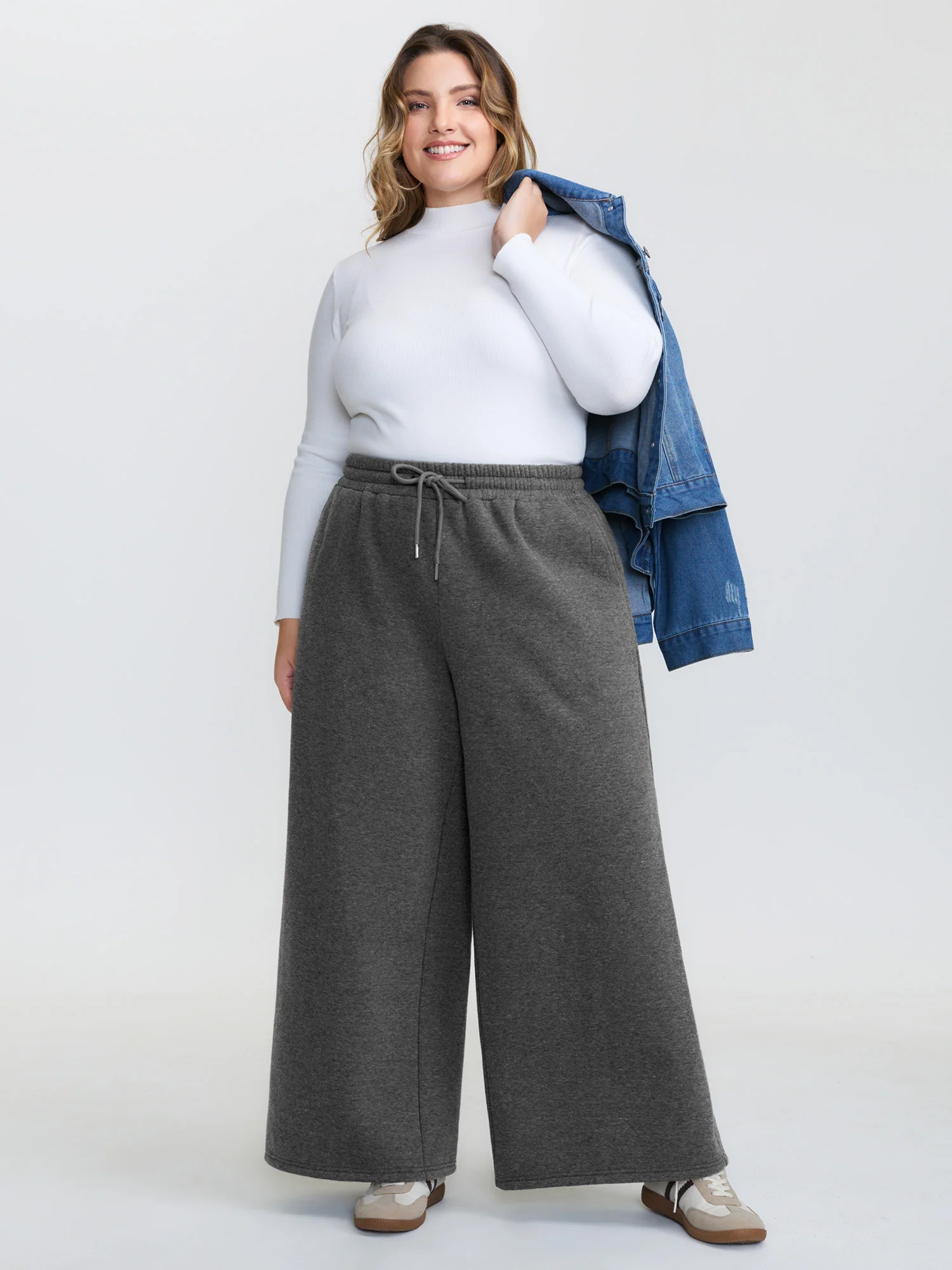 Fleece Lined Stretchy Drawstring Pants - Image 2