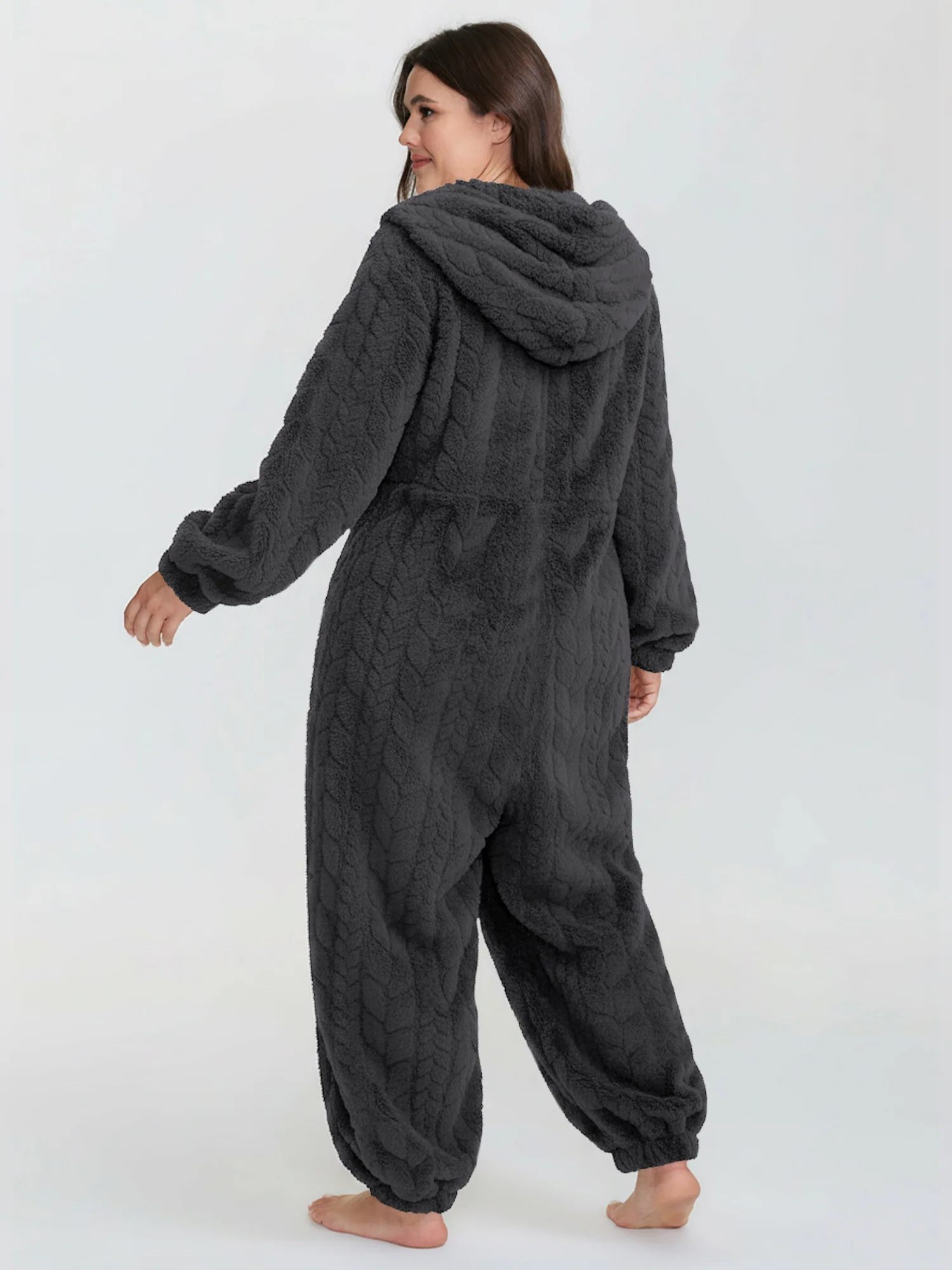 Cozy Fleece Half Zipper Lounge Jumpsuit - Image 10