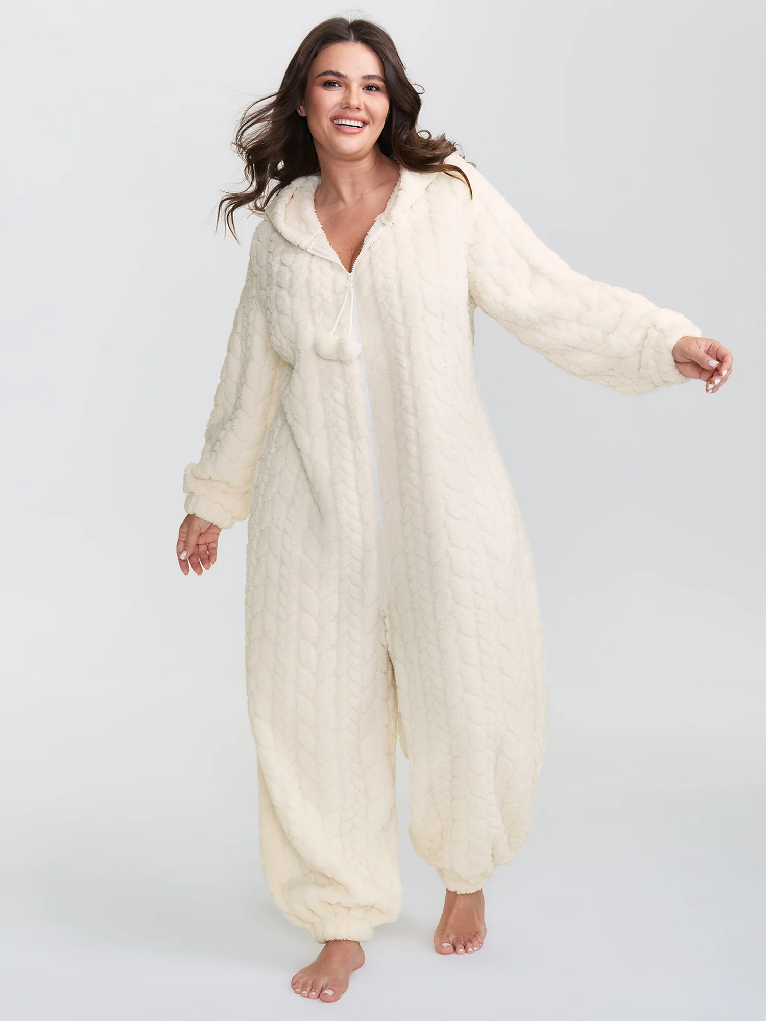 Cozy Fleece Half Zipper Lounge Jumpsuit - Image 11