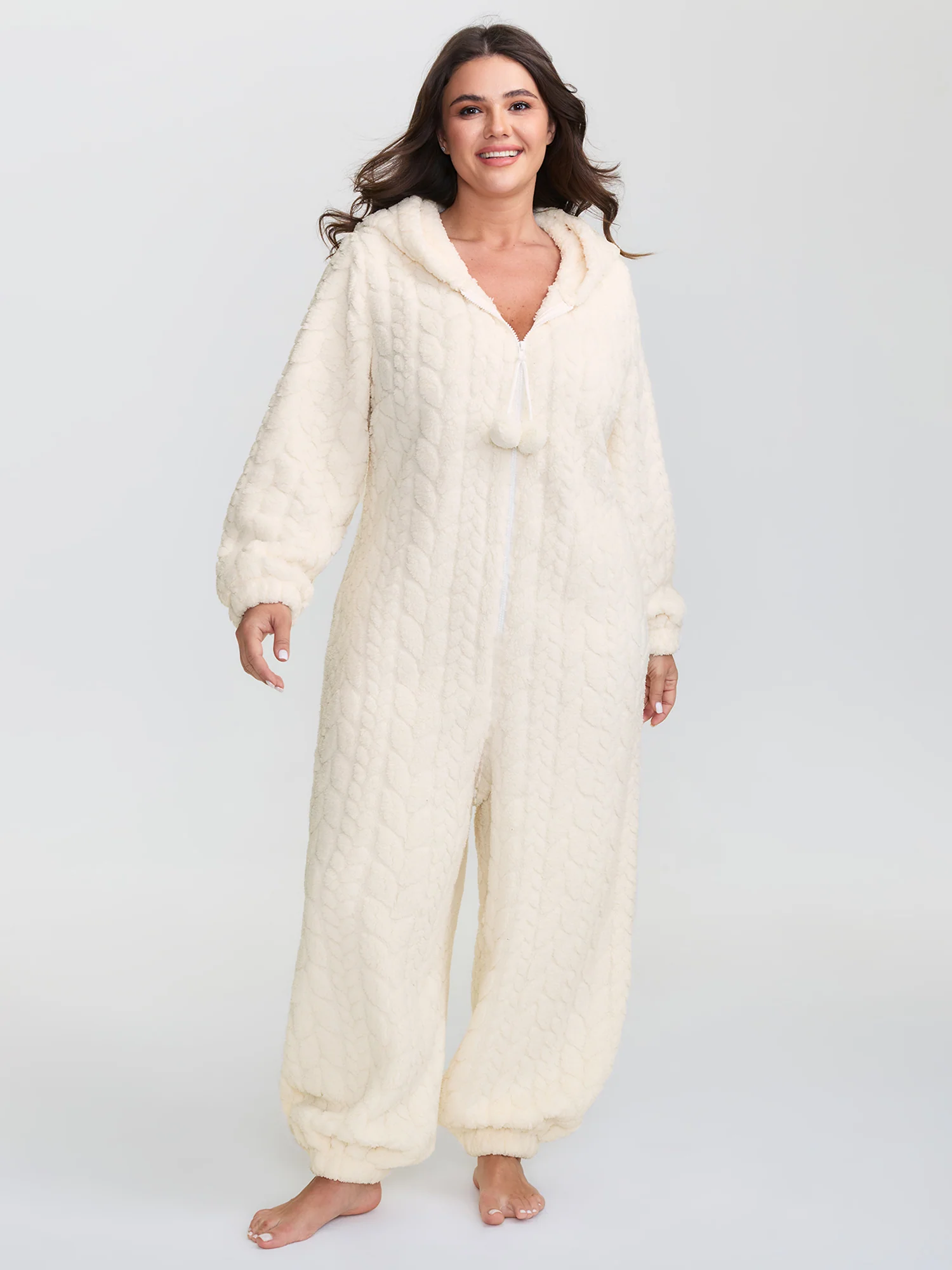 Cozy Fleece Half Zipper Lounge Jumpsuit - Image 13
