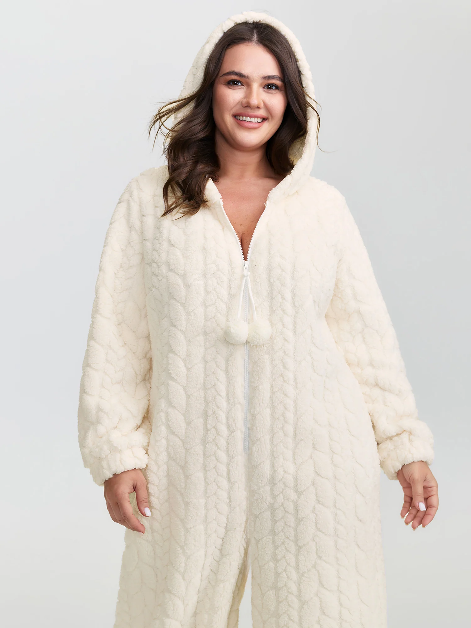 Cozy Fleece Half Zipper Lounge Jumpsuit - Image 14