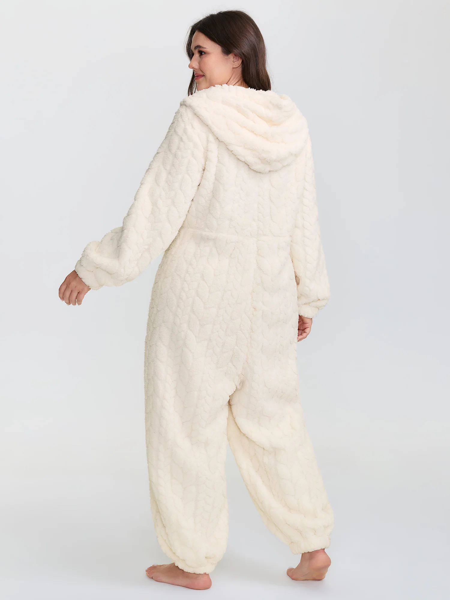 Cozy Fleece Half Zipper Lounge Jumpsuit - Image 15
