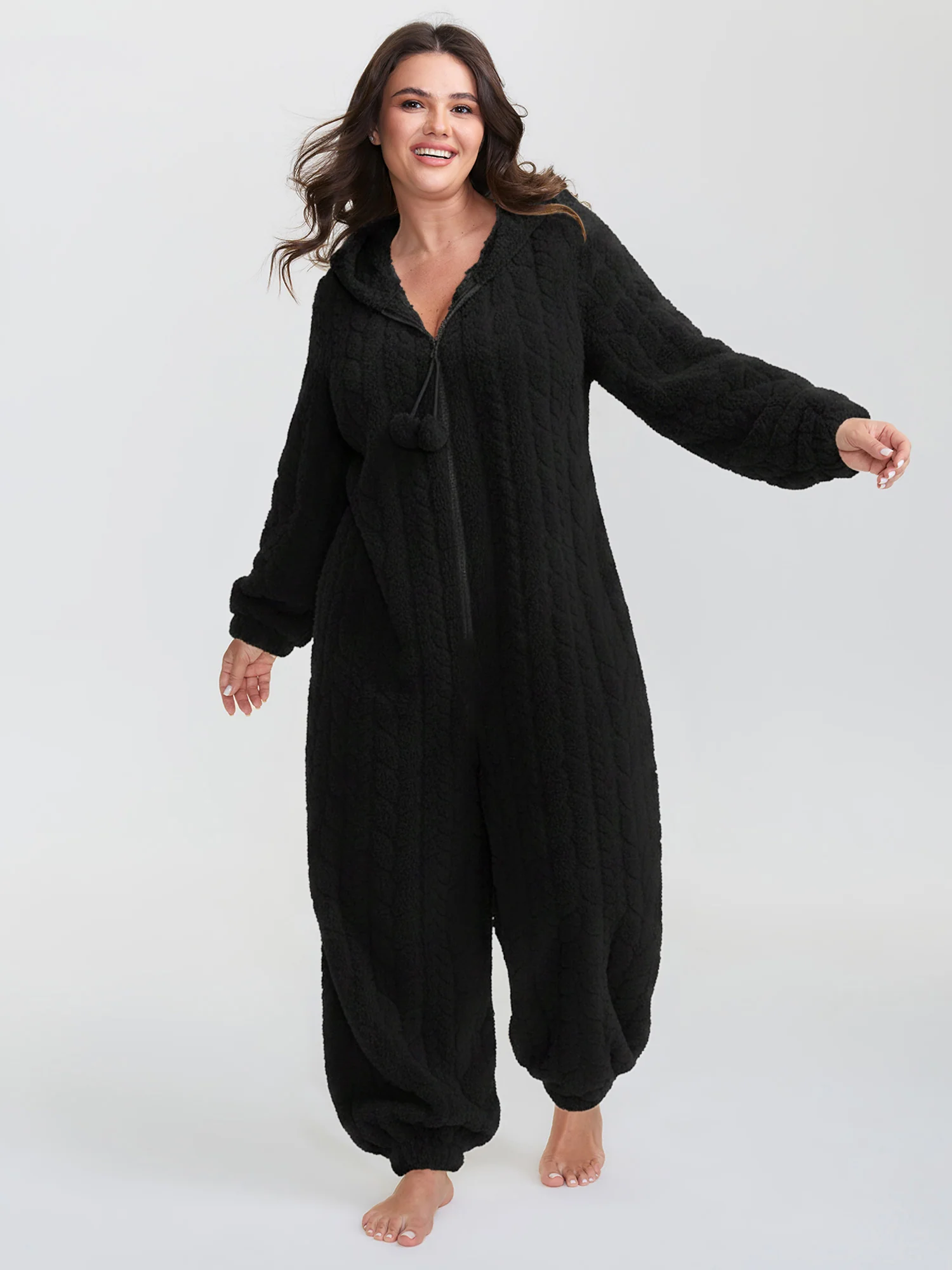 Cozy Fleece Half Zipper Lounge Jumpsuit - Image 19