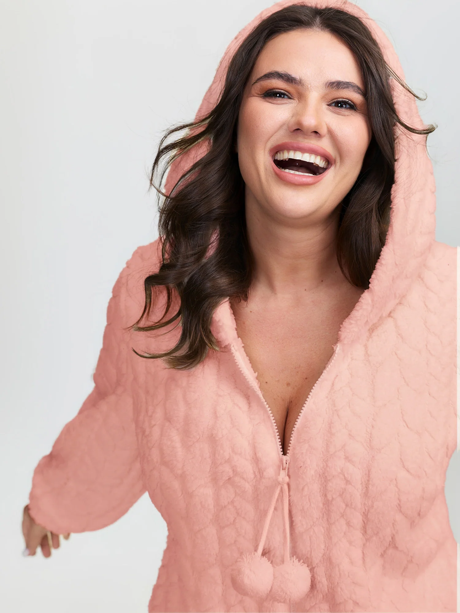 Cozy Fleece Half Zipper Lounge Jumpsuit - Image 2