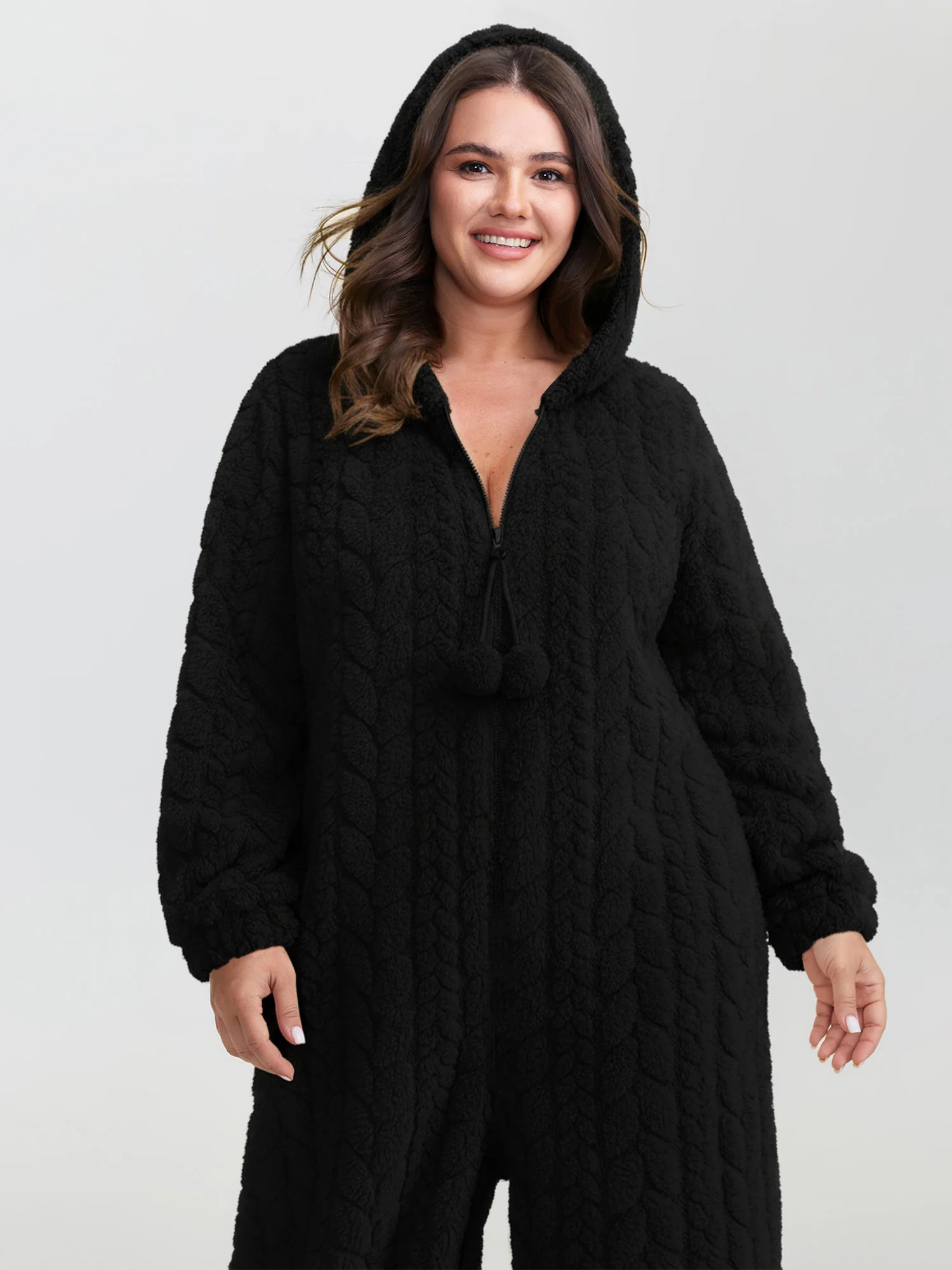Cozy Fleece Half Zipper Lounge Jumpsuit - Image 22