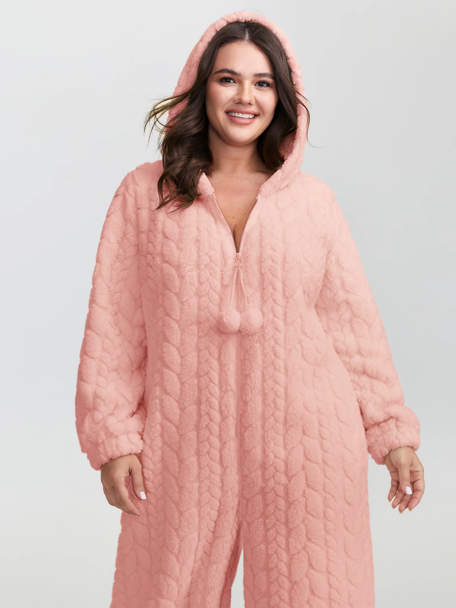 Cozy Fleece Half Zipper Lounge Jumpsuit - Image 4