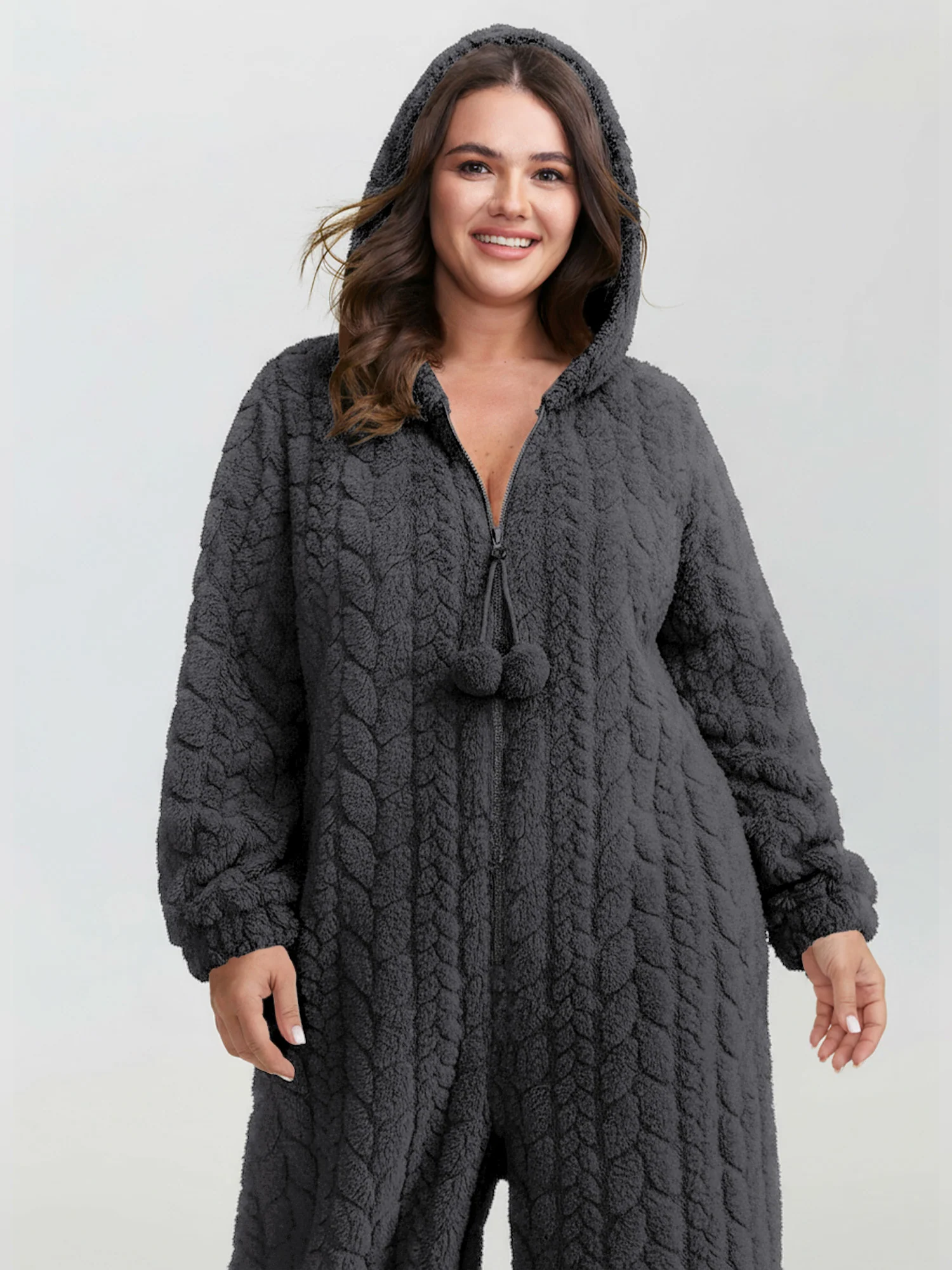 Cozy Fleece Half Zipper Lounge Jumpsuit - Image 9