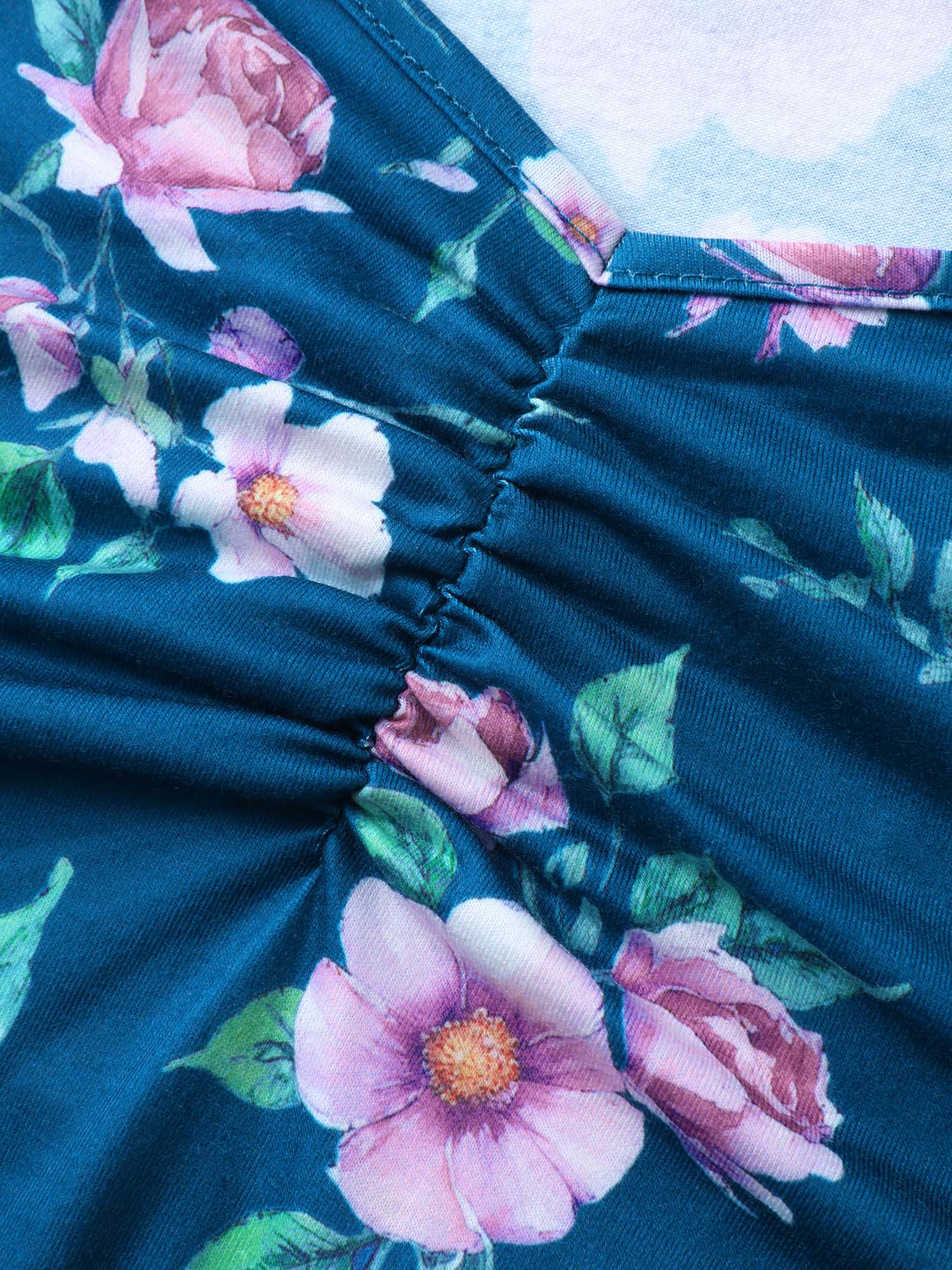 Flirty Floral Print Cinched-Waist Romper - Image 6