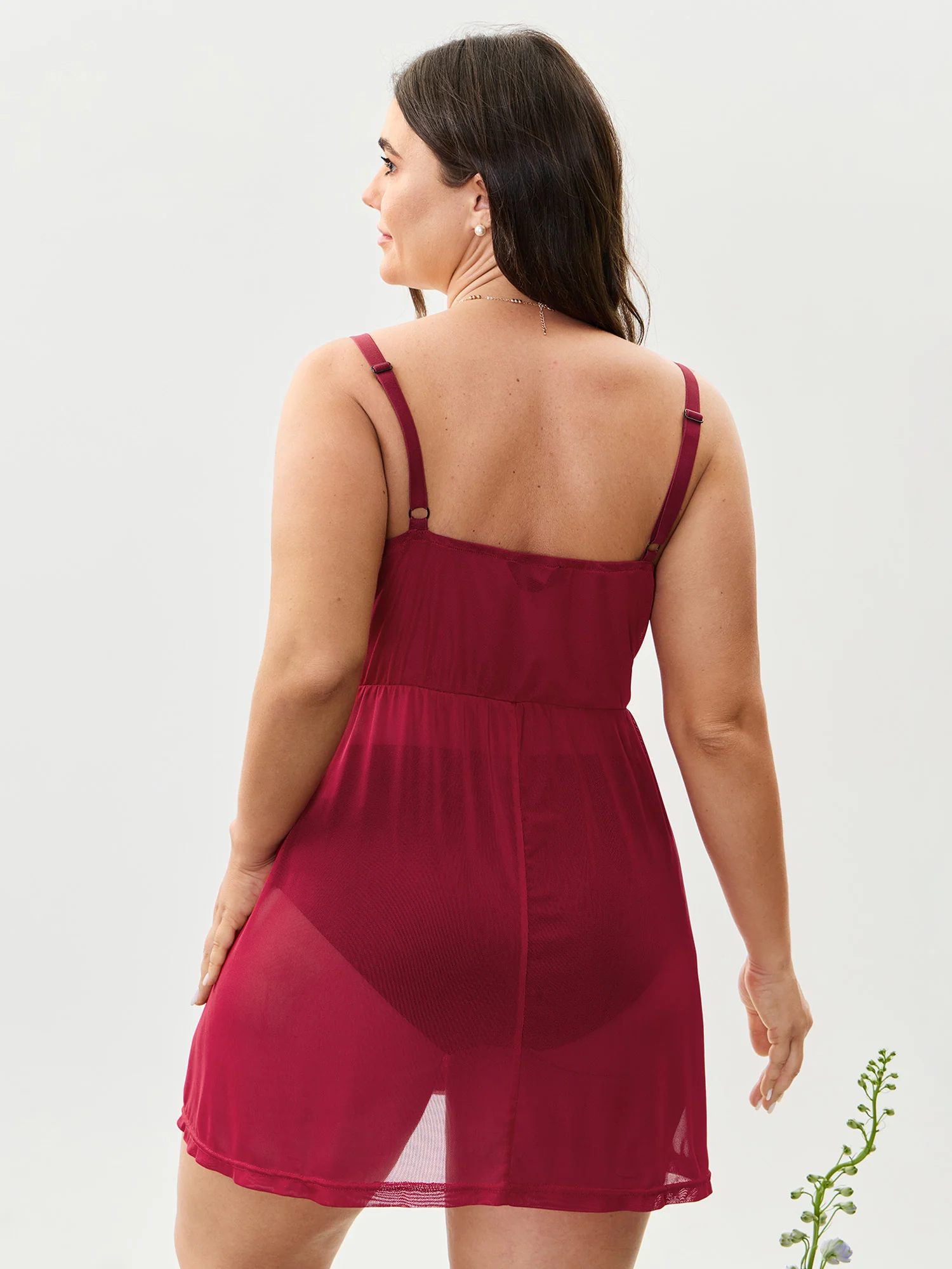 Flirty Lace Trim Sheer Flowy Nightgown - Image 4