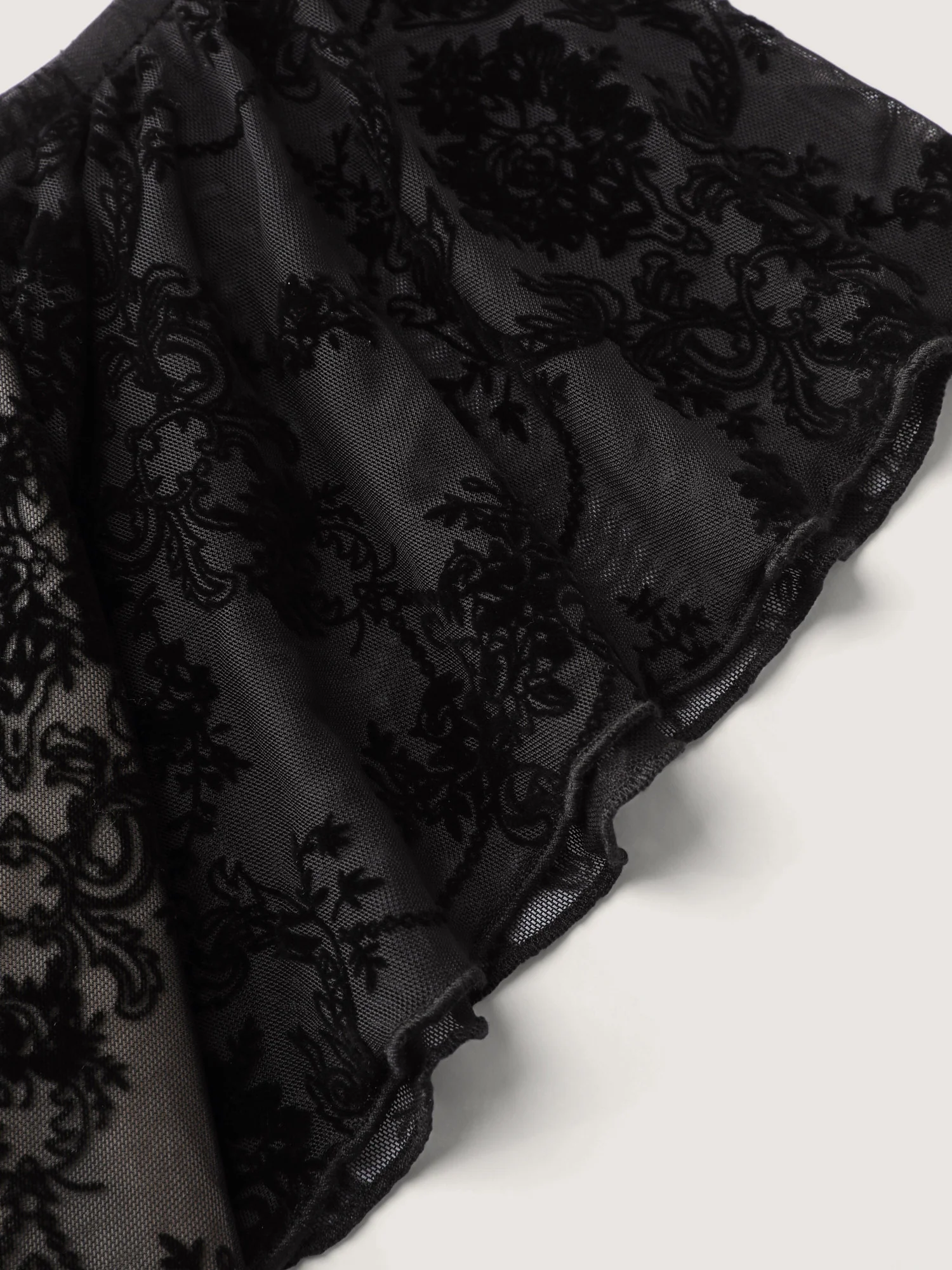 Flocked Floral Off-Shoulder T-Shirt - Image 6