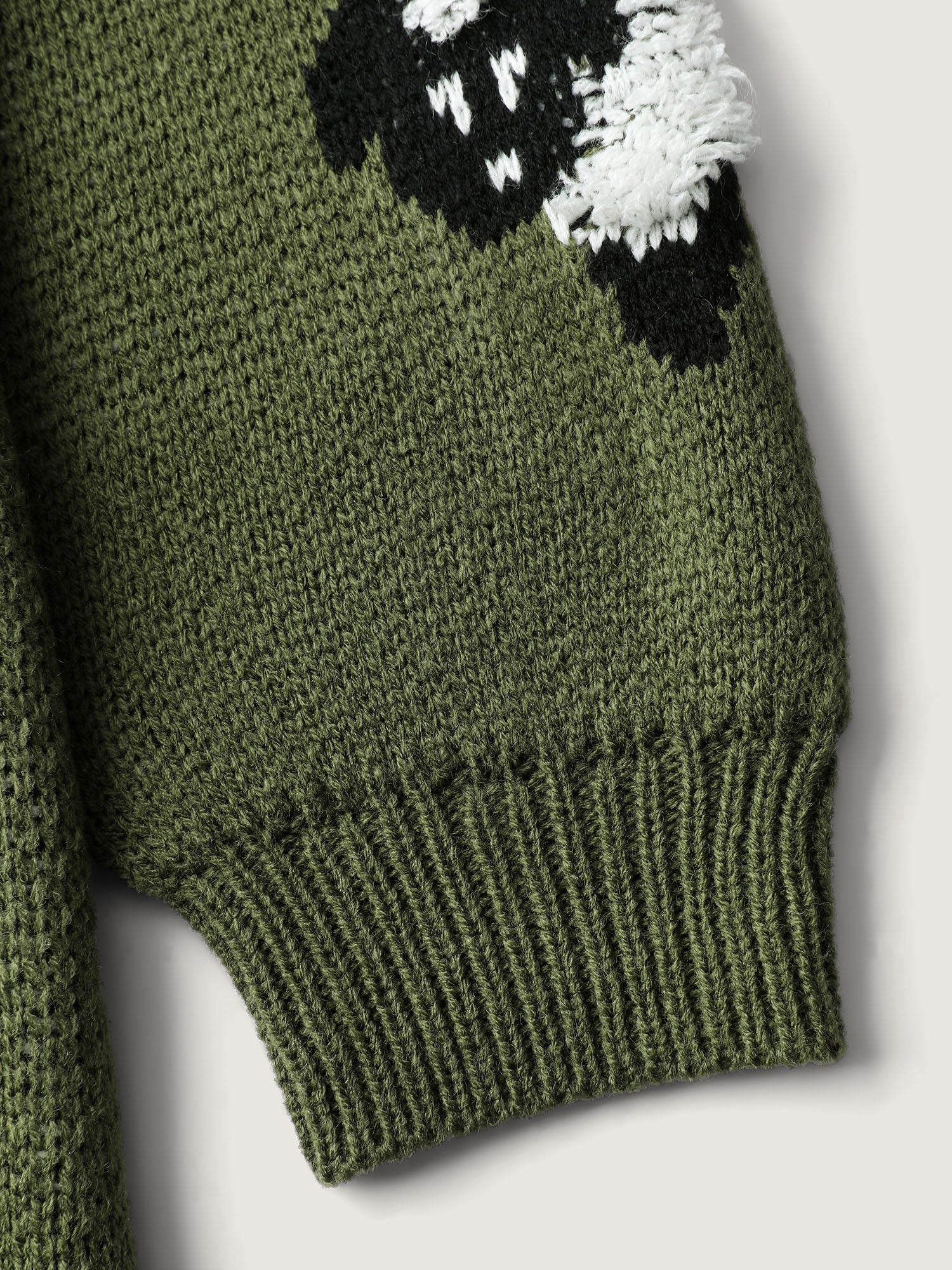 Flocked Lamb Curvy Hem Jacquard-Knit Cardigan - Image 6