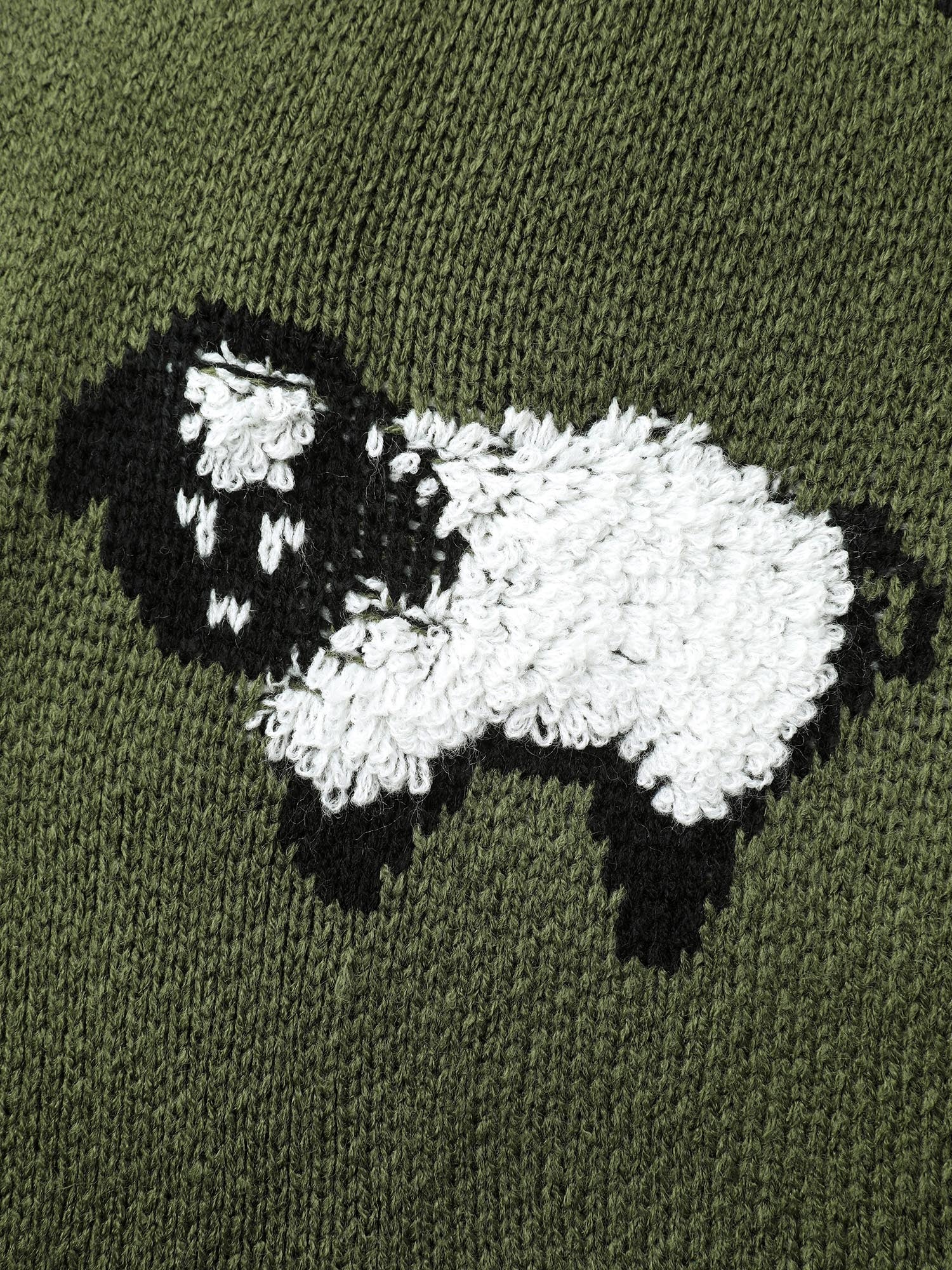 Flocked Lamb Curvy Hem Jacquard-Knit Cardigan - Image 7