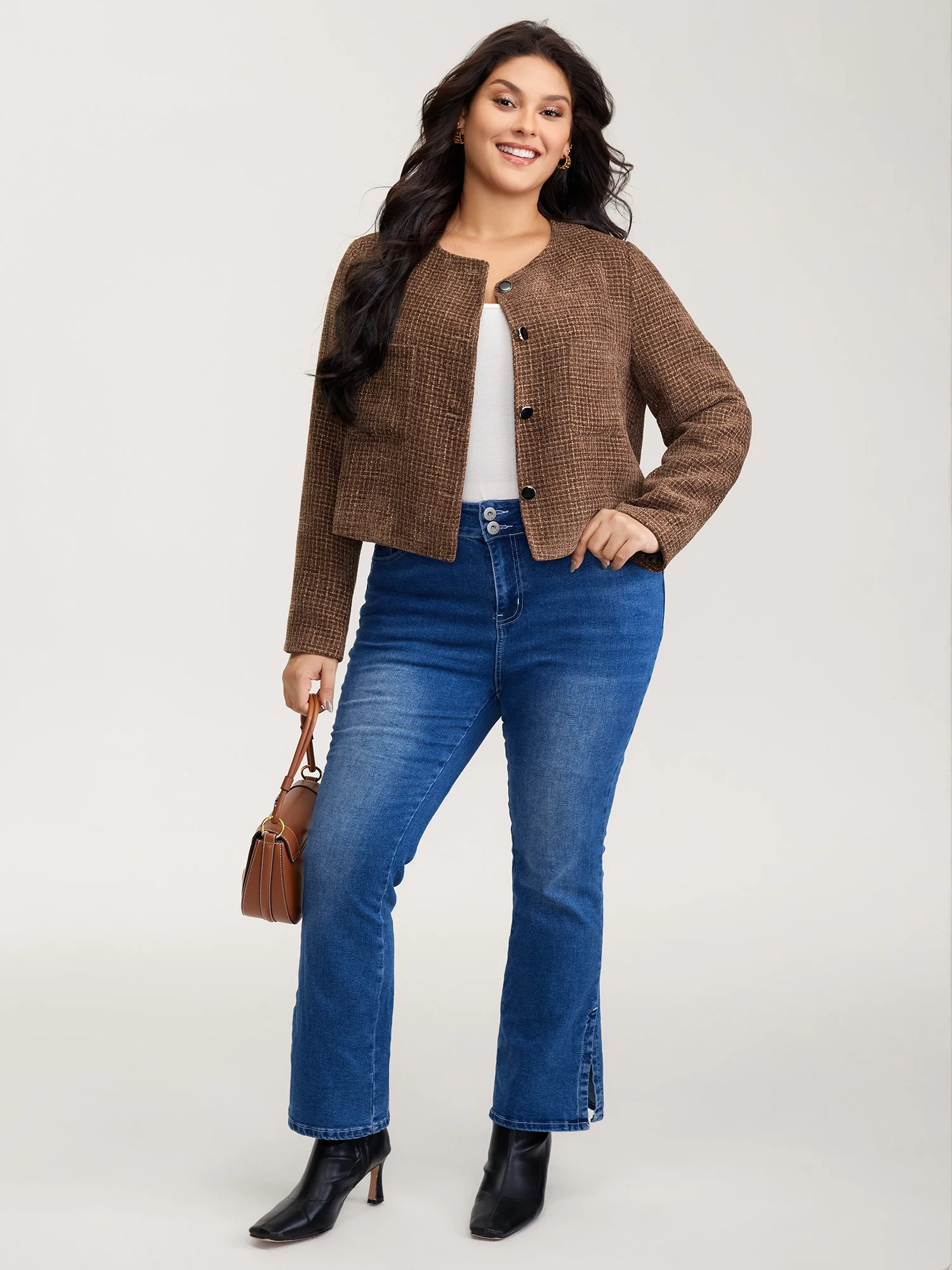 Flocked Textured Button Pockets Jacket - Image 4