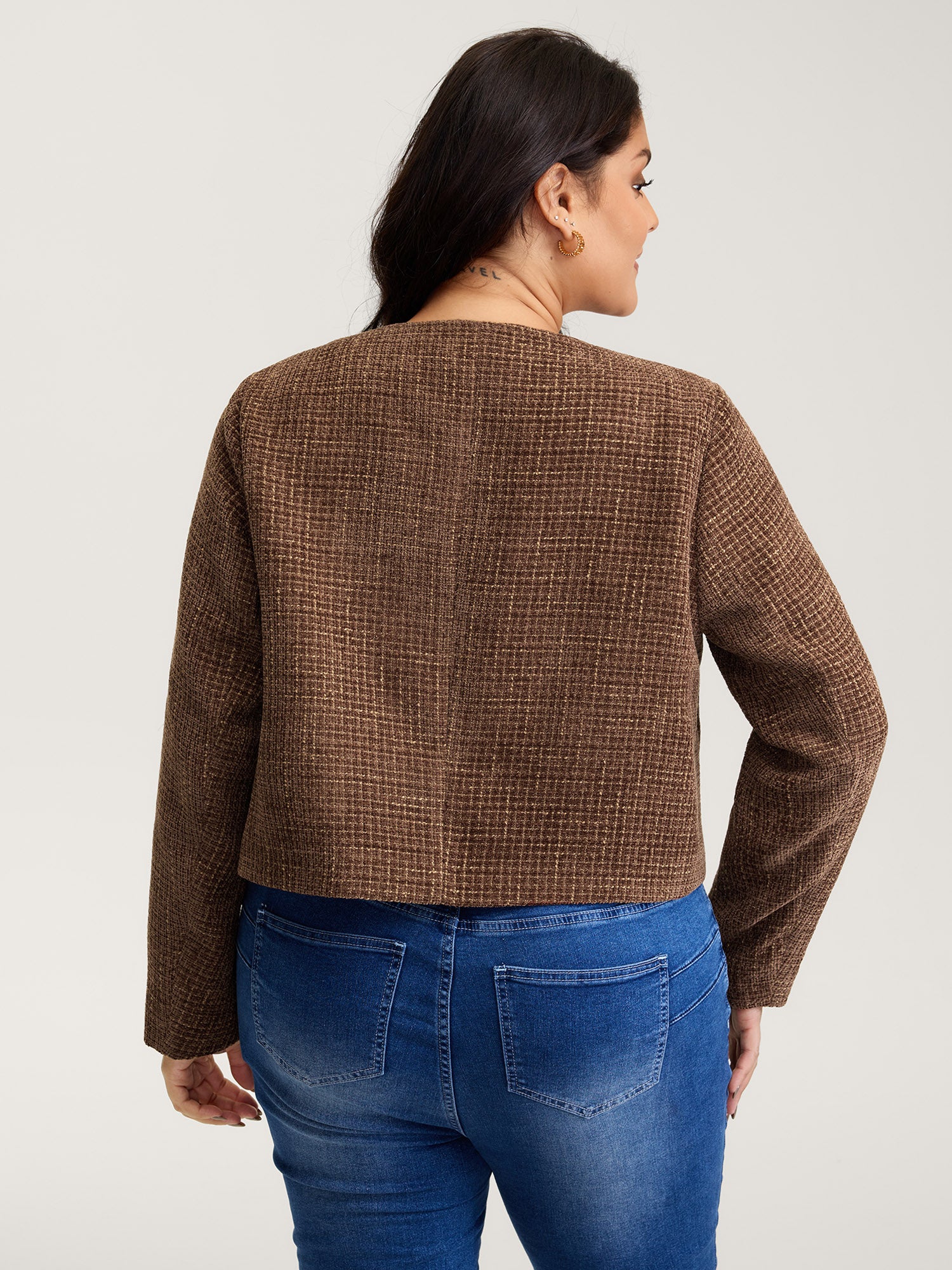 Flocked Textured Button Pockets Jacket - Image 5