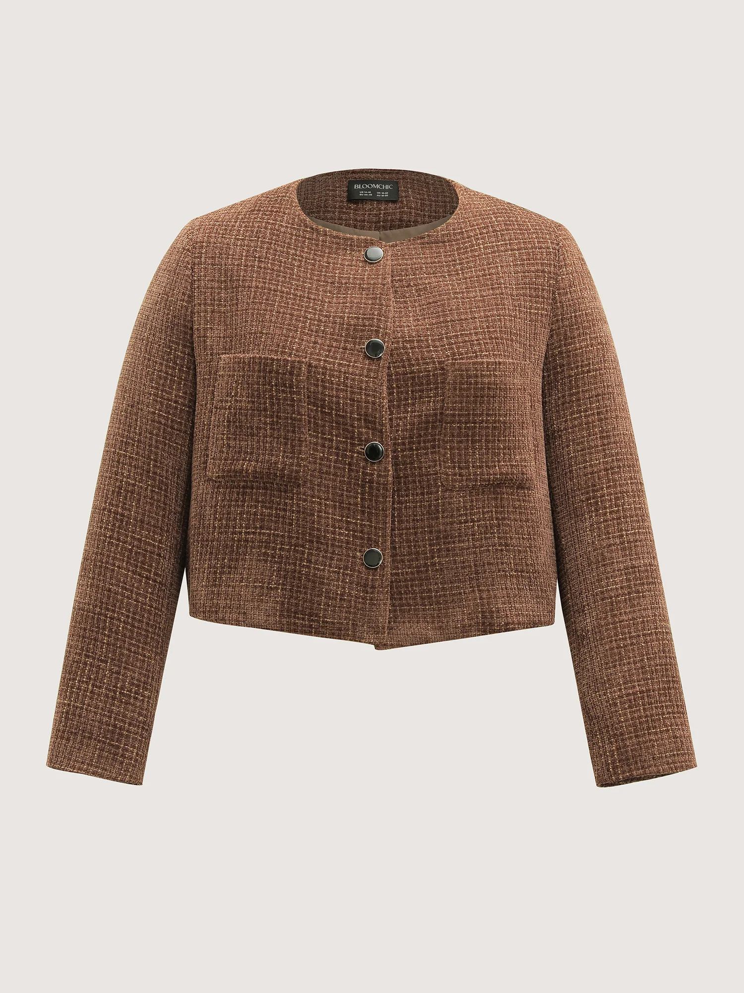 Flocked Textured Button Pockets Jacket - Image 9