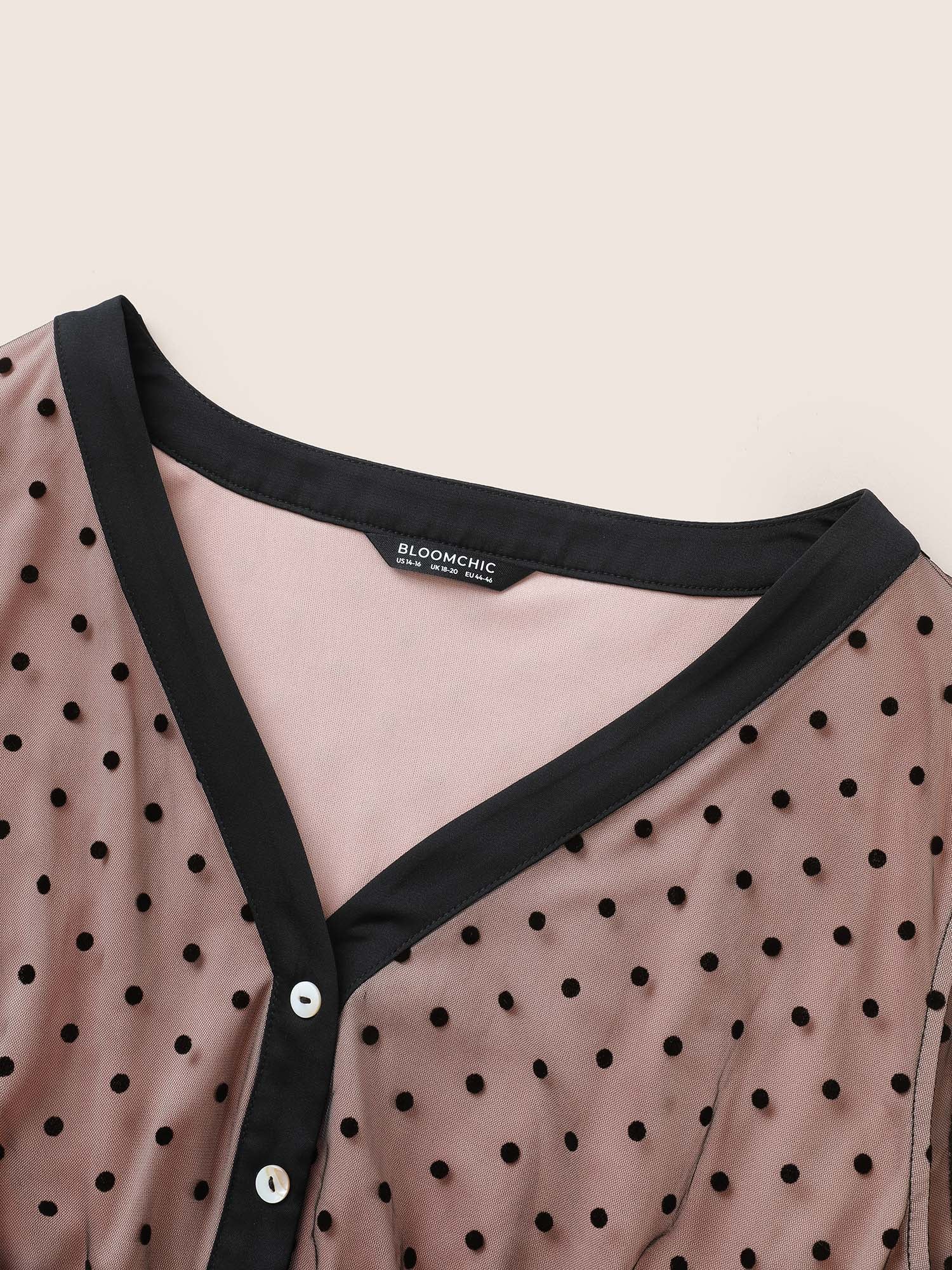 Flocking Polka Dot Tiered Mesh Dress - Image 5