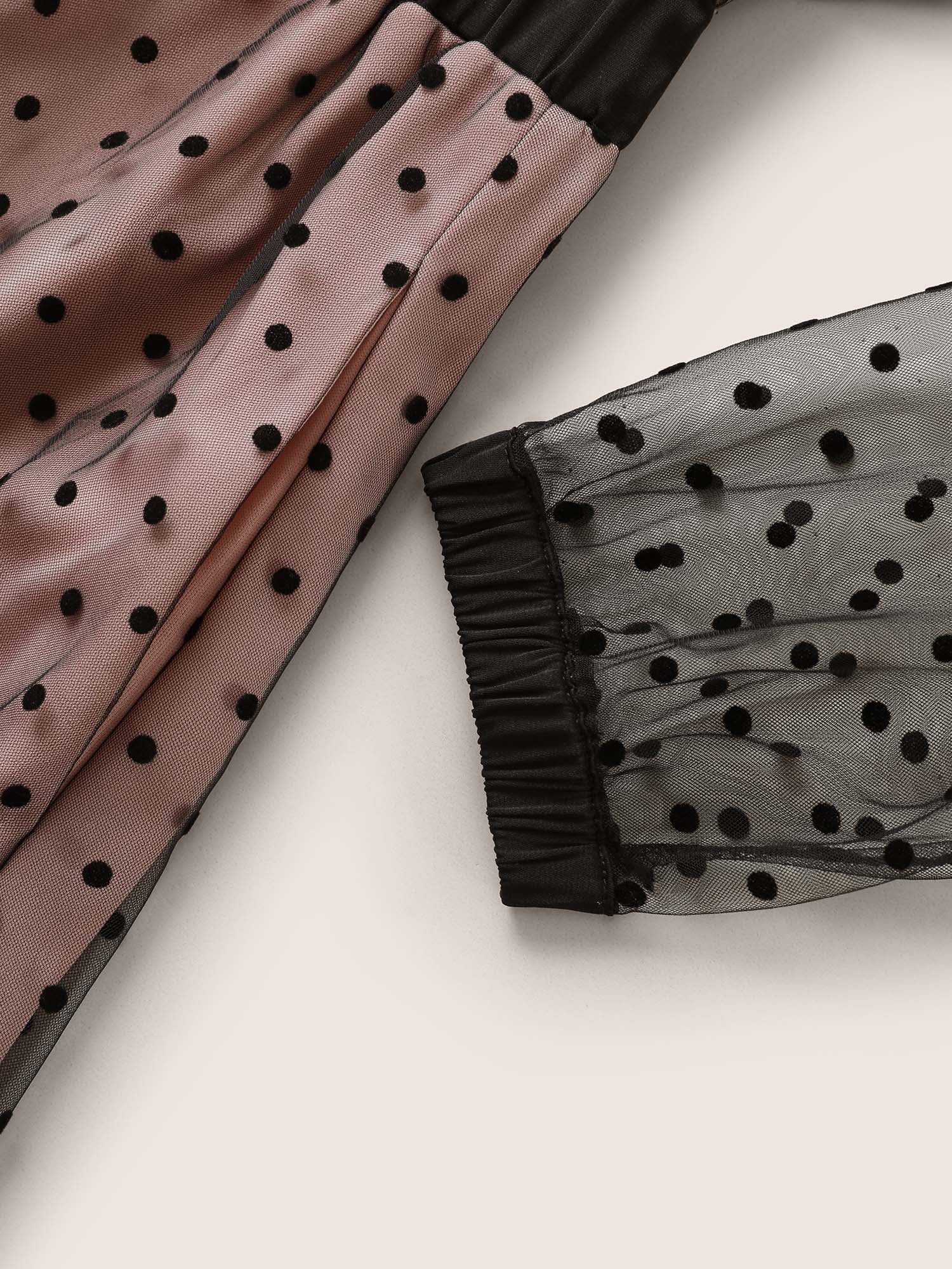 Flocking Polka Dot Tiered Mesh Dress - Image 6