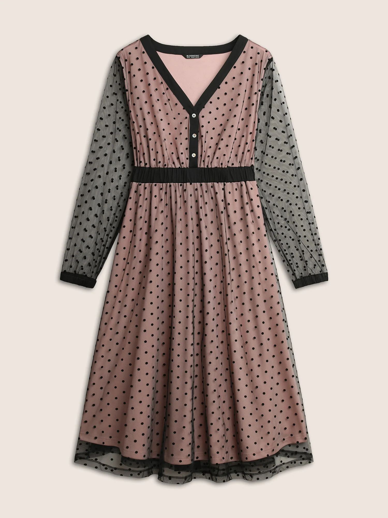 Flocking Polka Dot Tiered Mesh Dress - Image 7