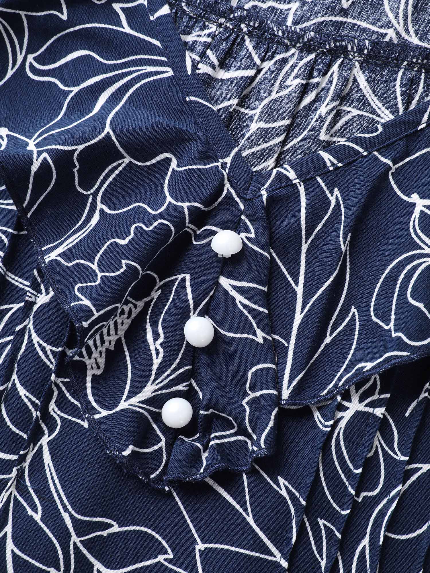 Floral Abstract Print Ruffled Blouse - Image 5