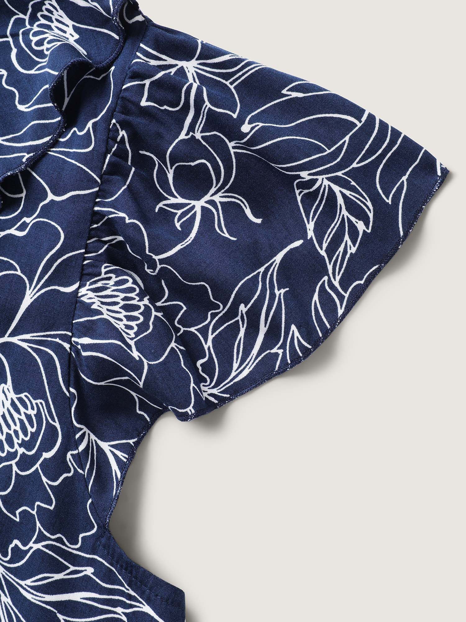 Floral Abstract Print Ruffled Blouse - Image 6