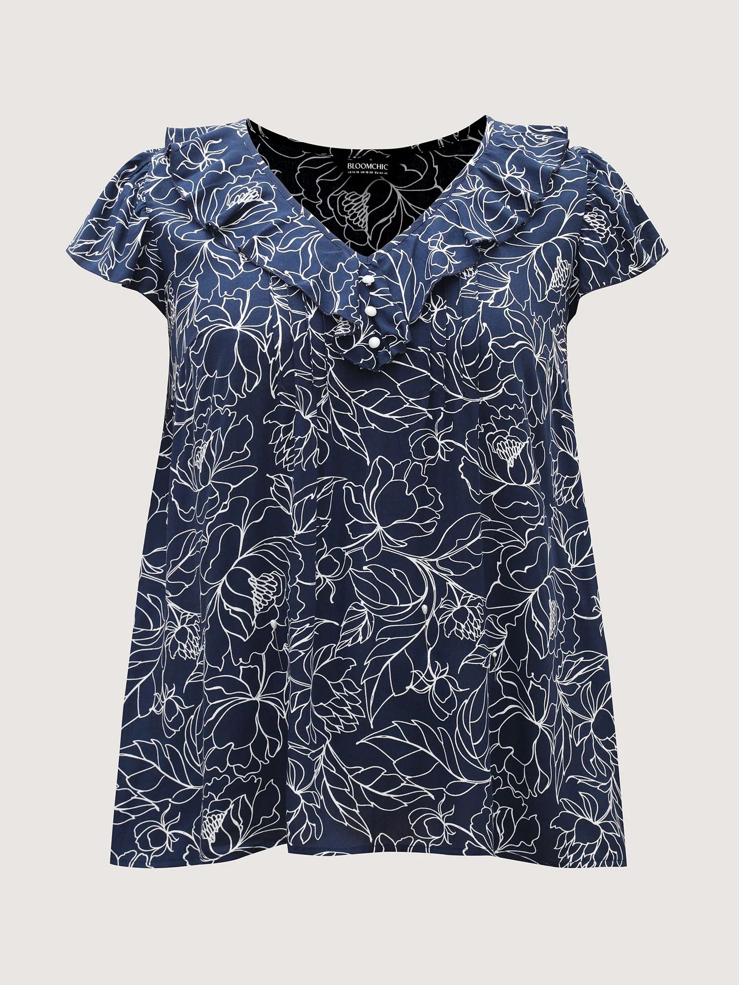 Floral Abstract Print Ruffled Blouse - Image 7