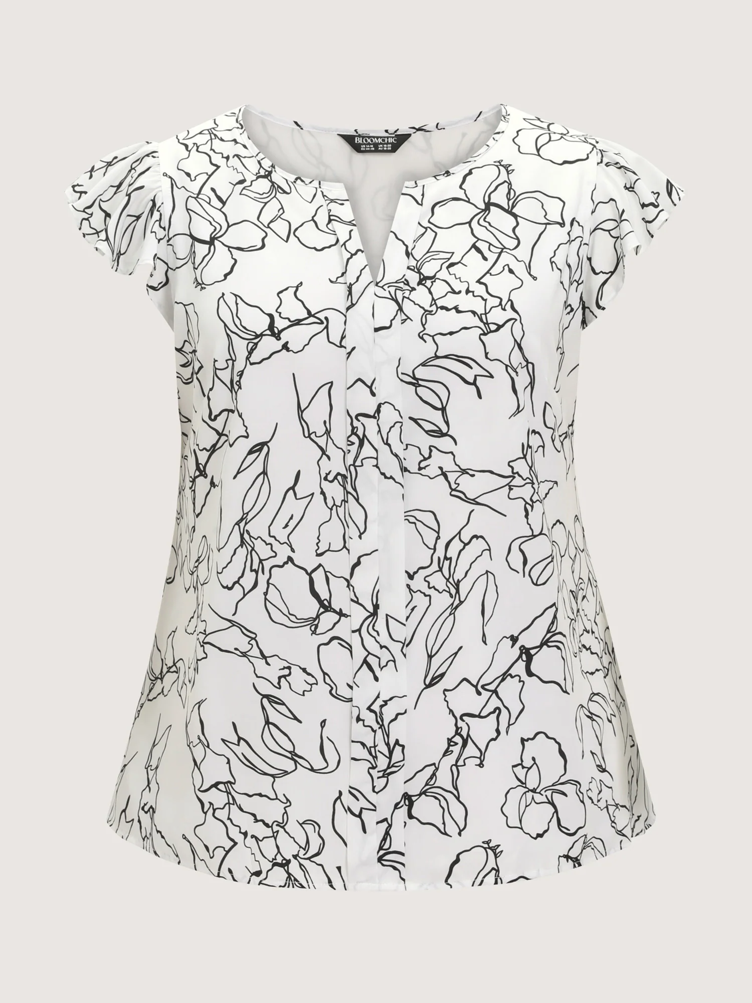 Floral Abstract Print Ruffled Sleeve Blouse - Image 7