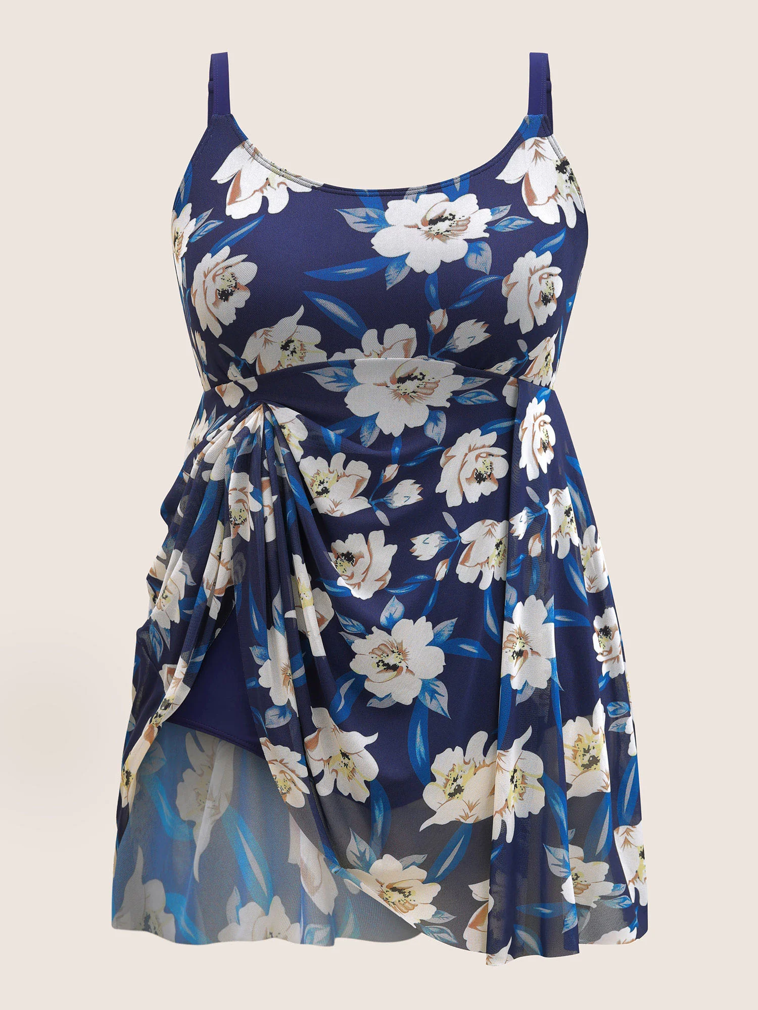 Floral Adjustable Straps Split Hem Swim Dress - Image 7