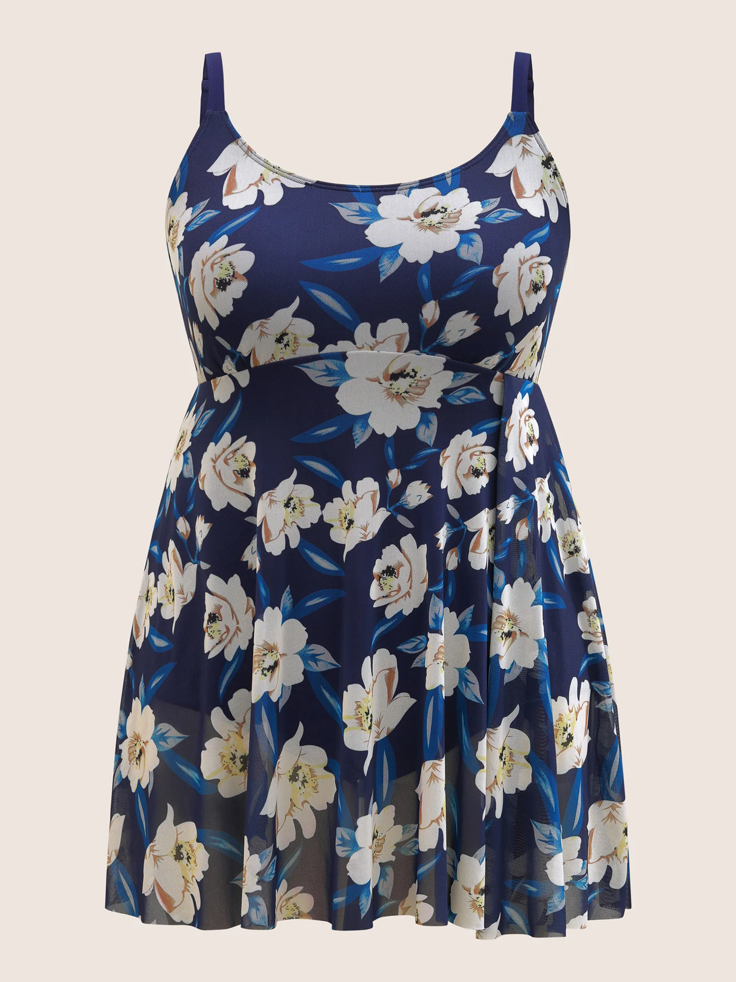 Floral Adjustable Straps Split Hem Swim Dress - Image 8