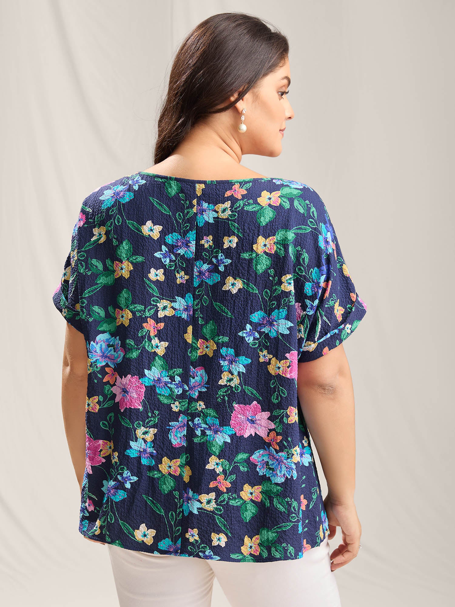 Floral Affair Print Wrinkled Fabric Blouse - Image 2