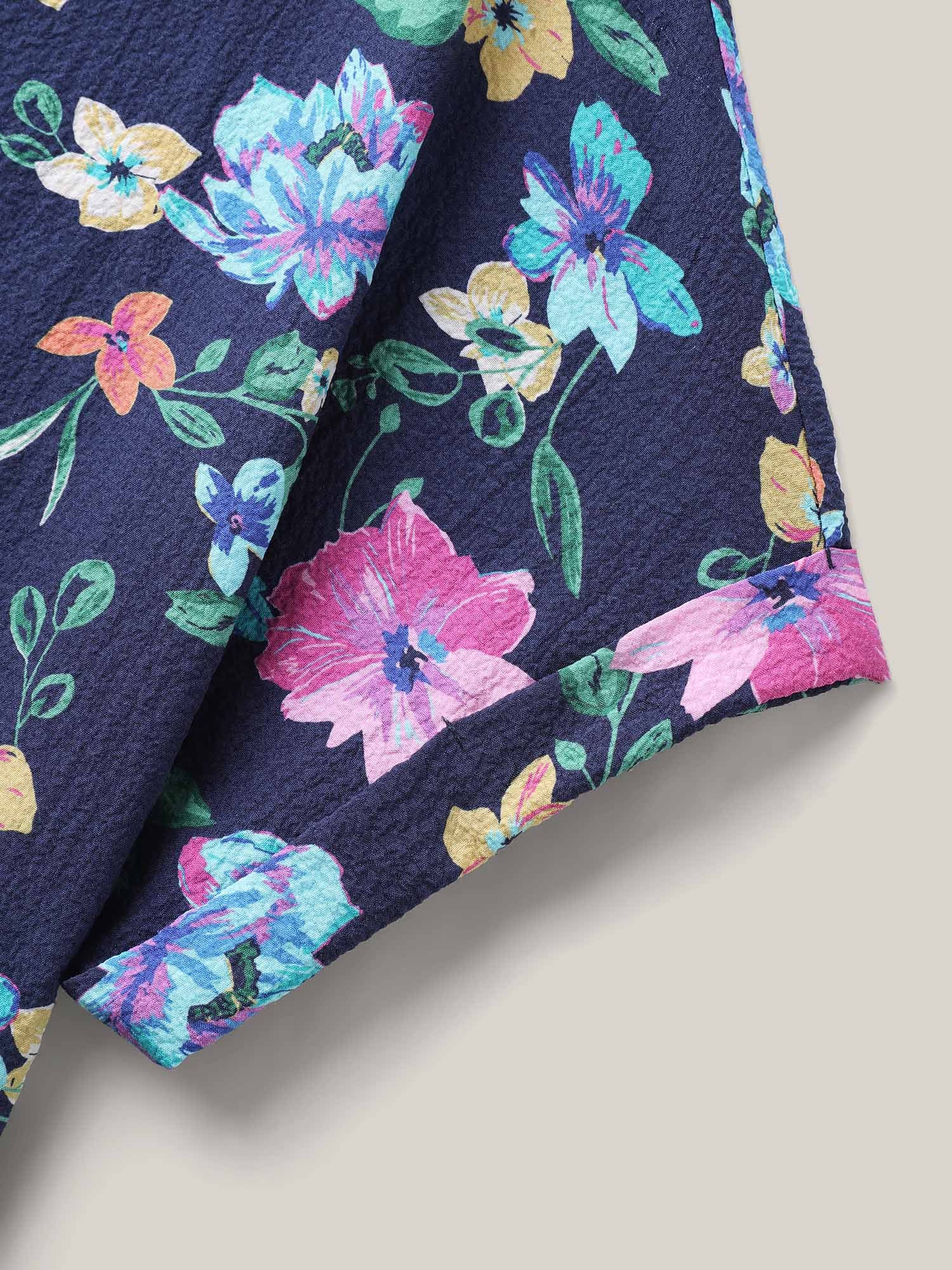 Floral Affair Print Wrinkled Fabric Blouse - Image 5