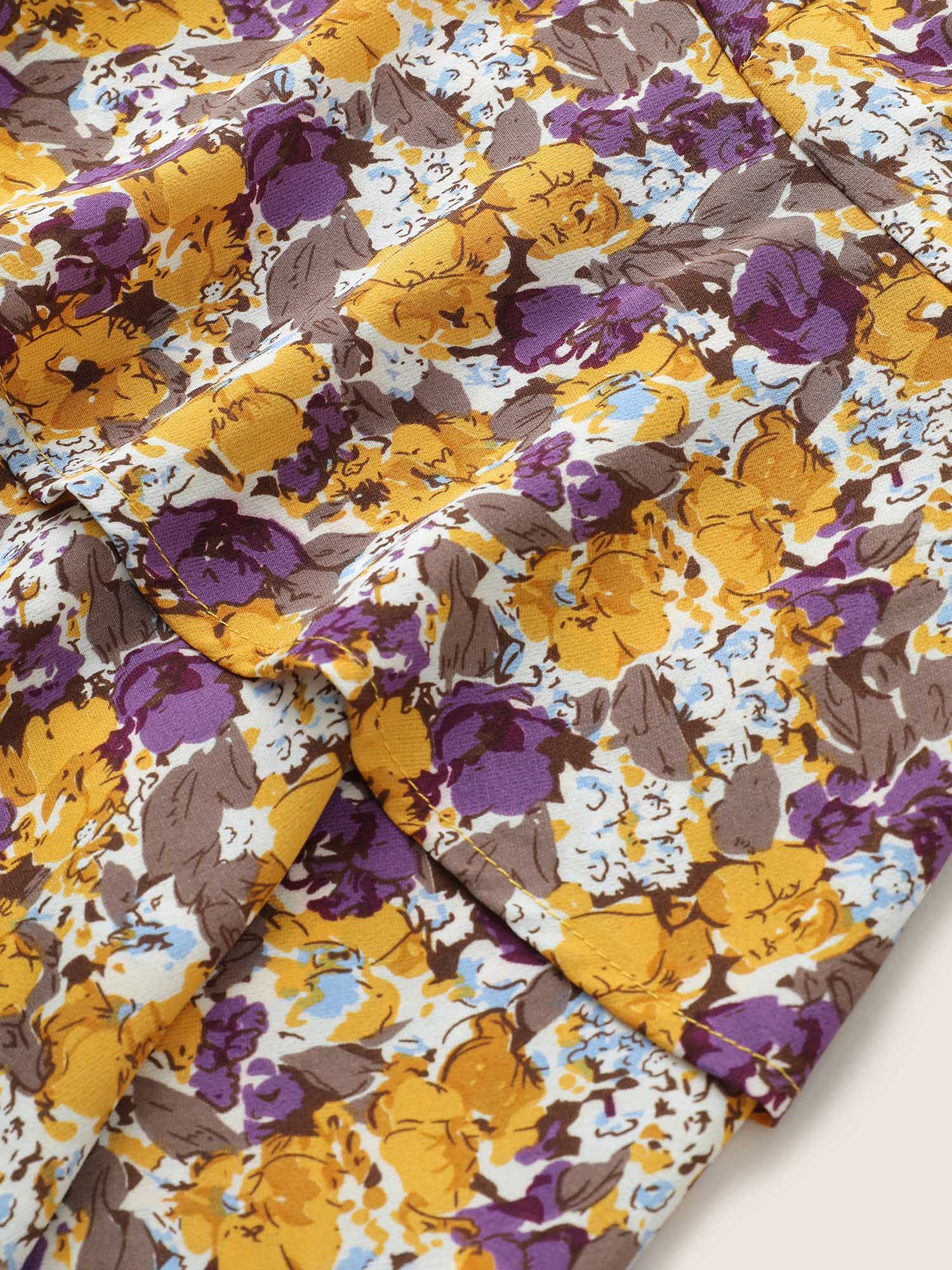 Floral Allover Print Ruffles Tiered Hem Blouse - Image 6