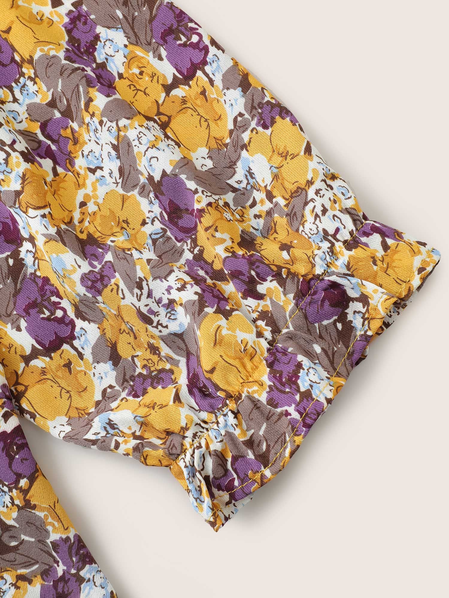 Floral Allover Print Ruffles Tiered Hem Blouse - Image 7