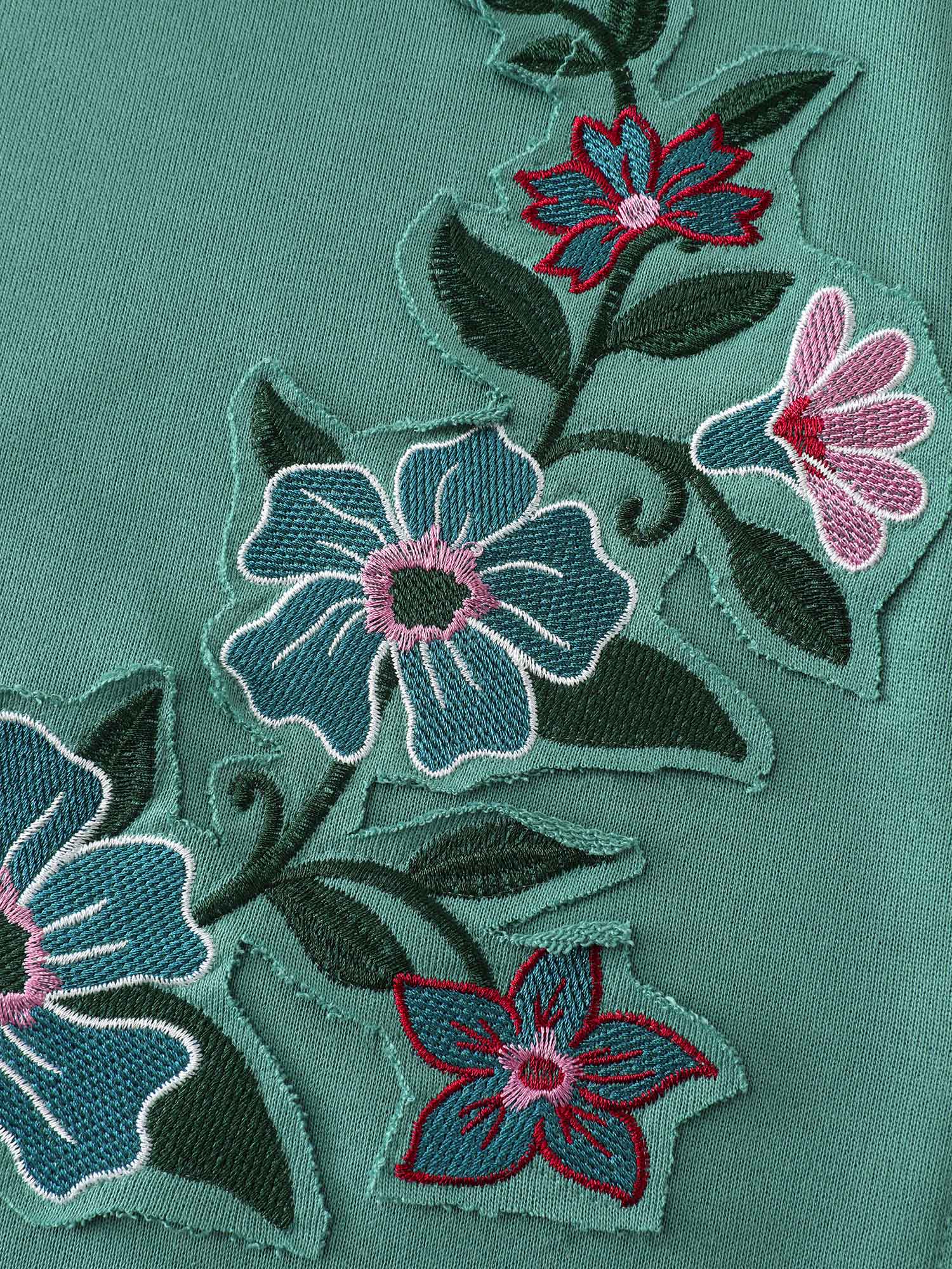 Floral Applique Embroidery Stretchy Sweatshirt - Image 6