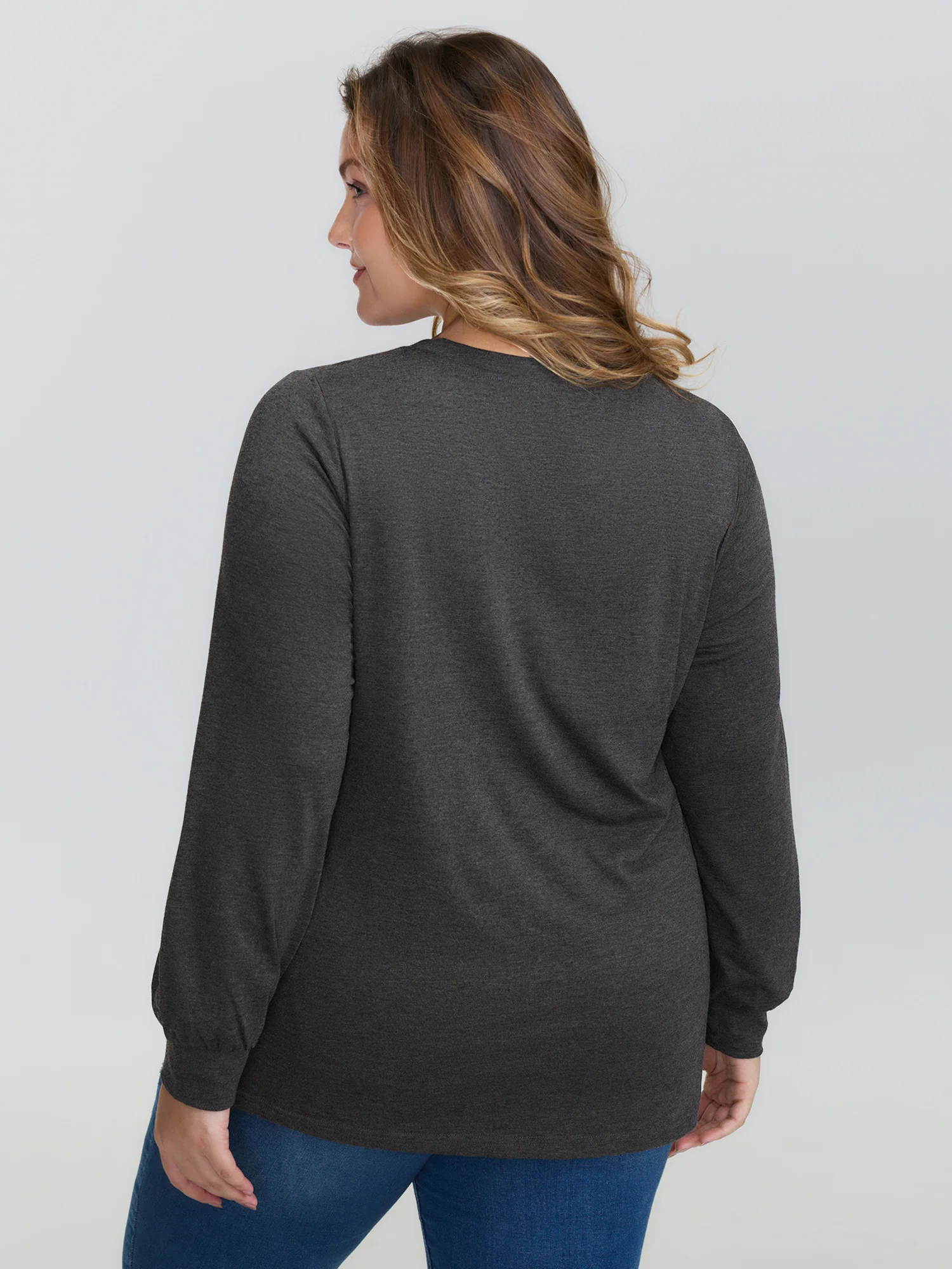 Floral Applique Embroidery Stretchy T-Shirt - Image 4