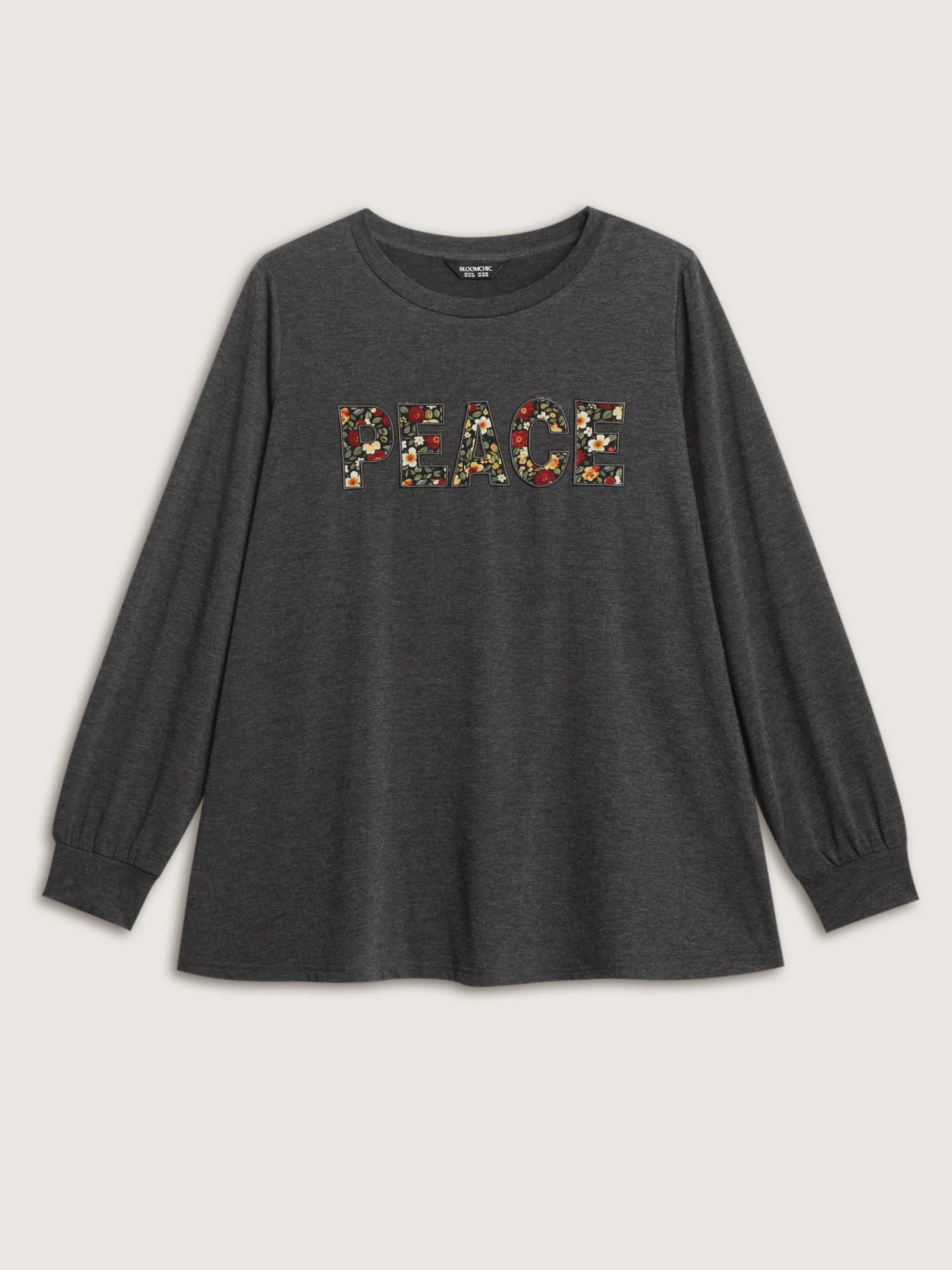 Floral Applique Embroidery Stretchy T-Shirt - Image 5