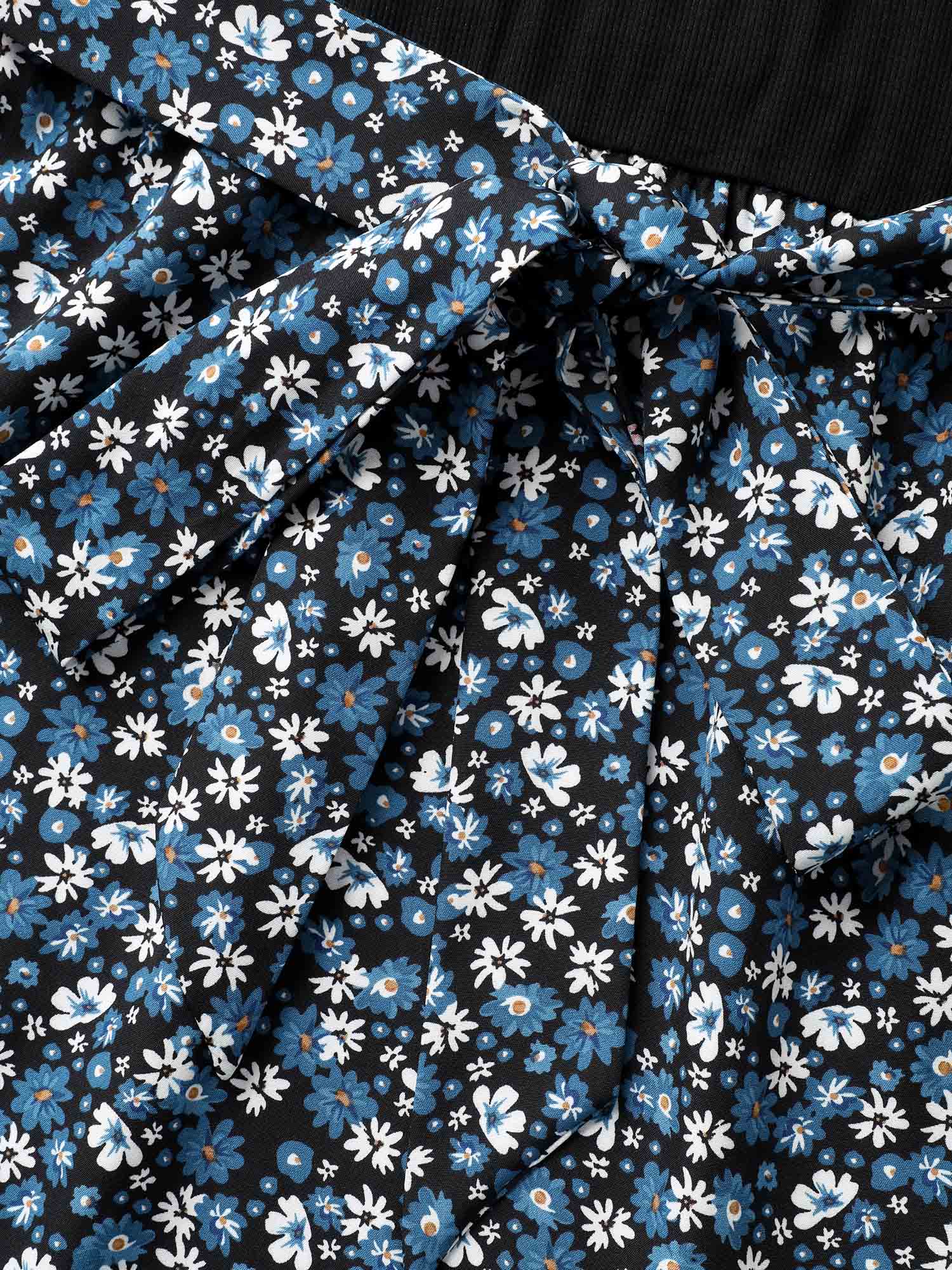 Floral Asymmetrical Hem Bow-Tie Midi Dress - Image 5