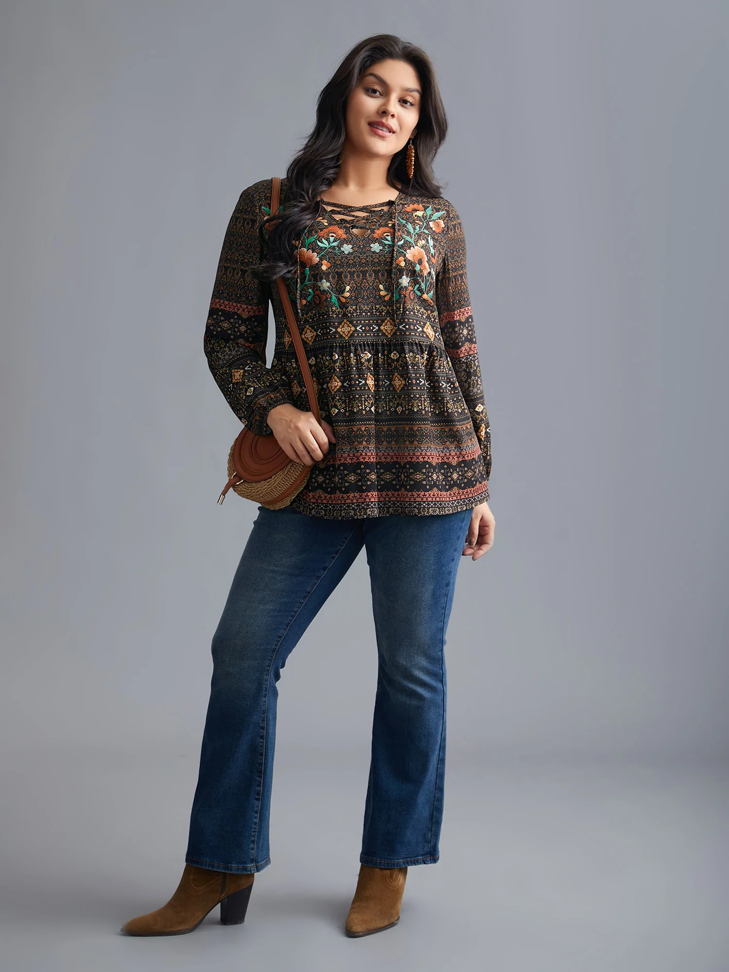Floral Bandana Crisscross Blouse - Image 2