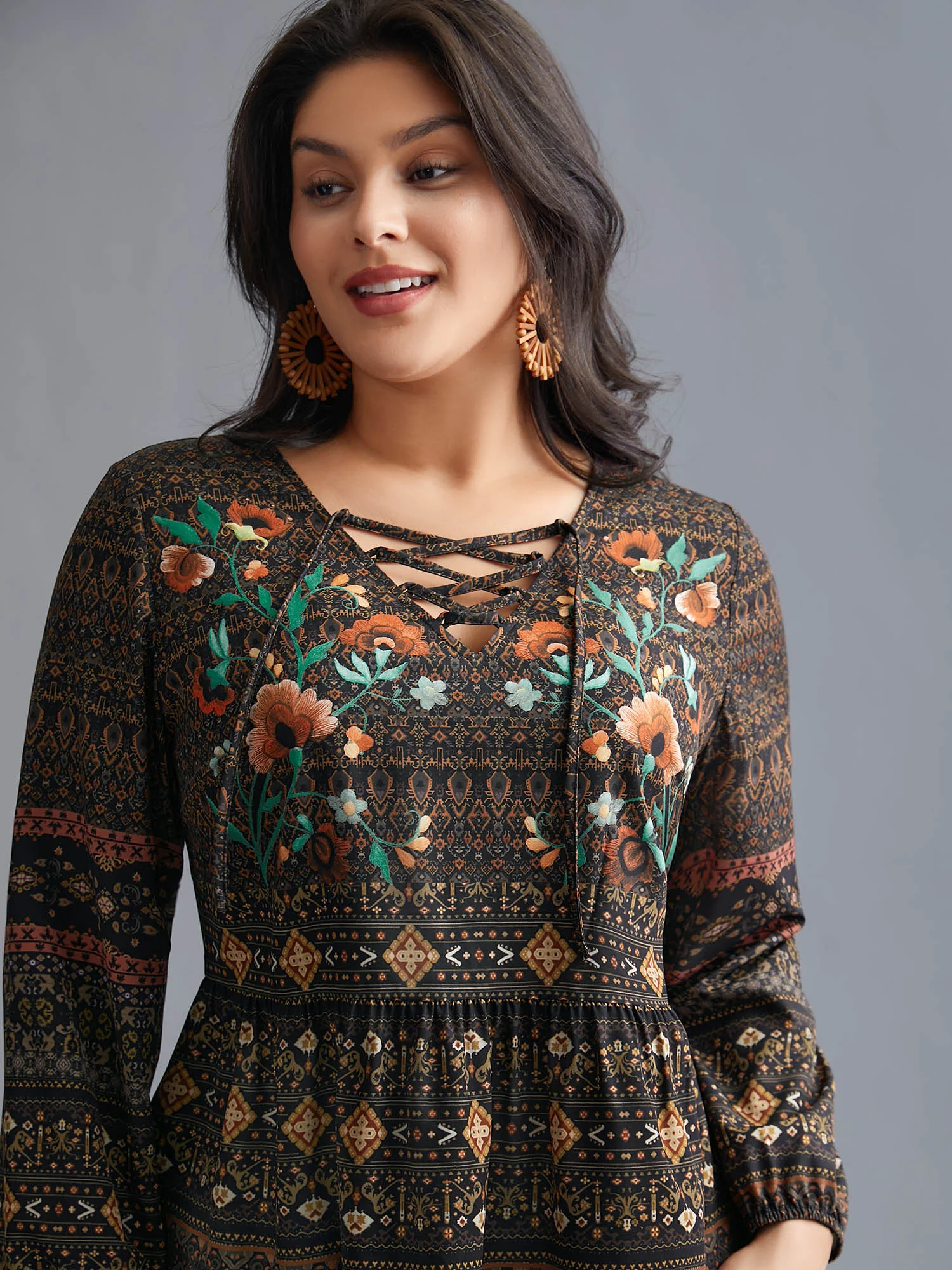 Floral Bandana Crisscross Blouse - Image 3