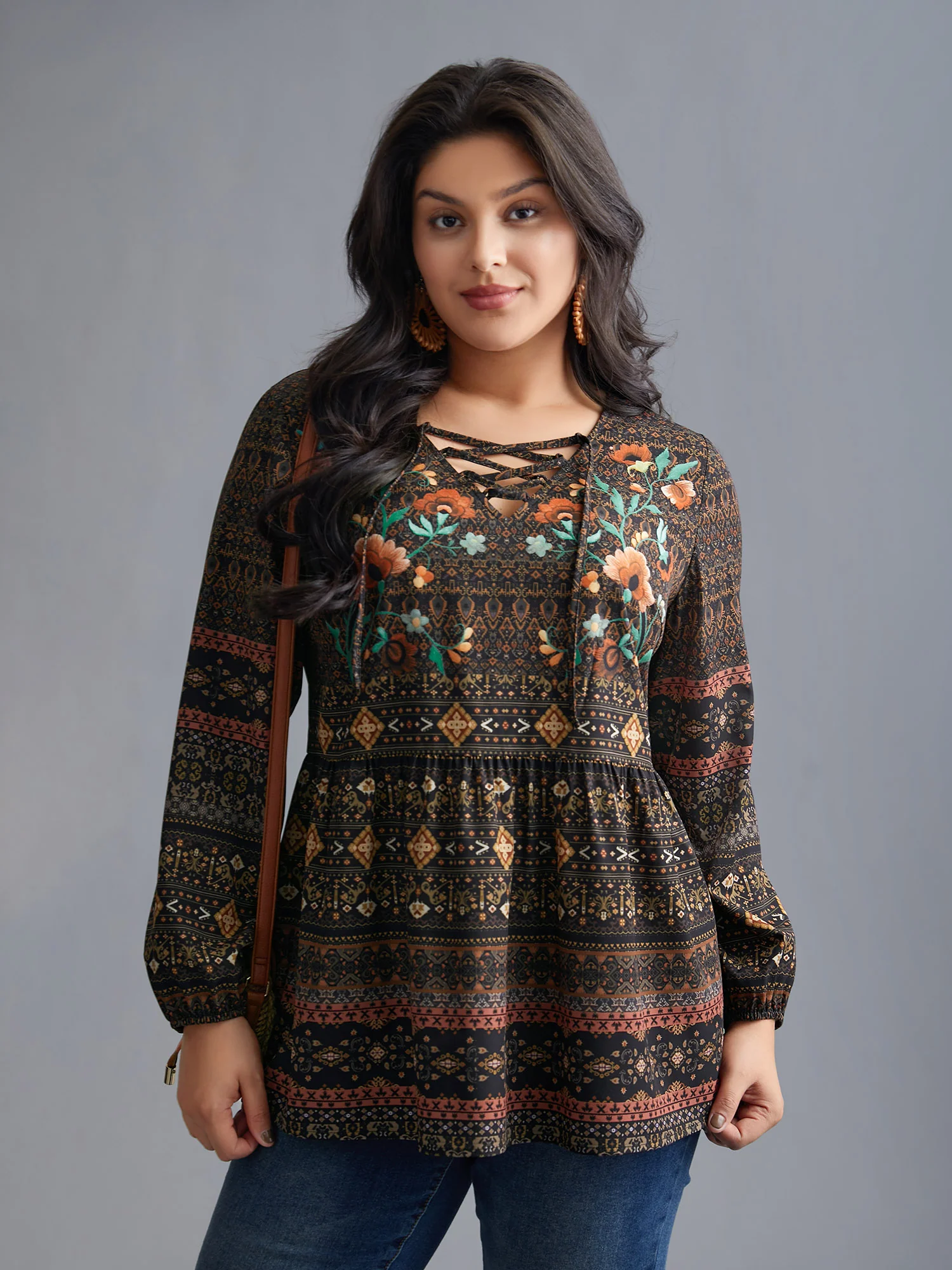 Floral Bandana Crisscross Blouse - Image 4
