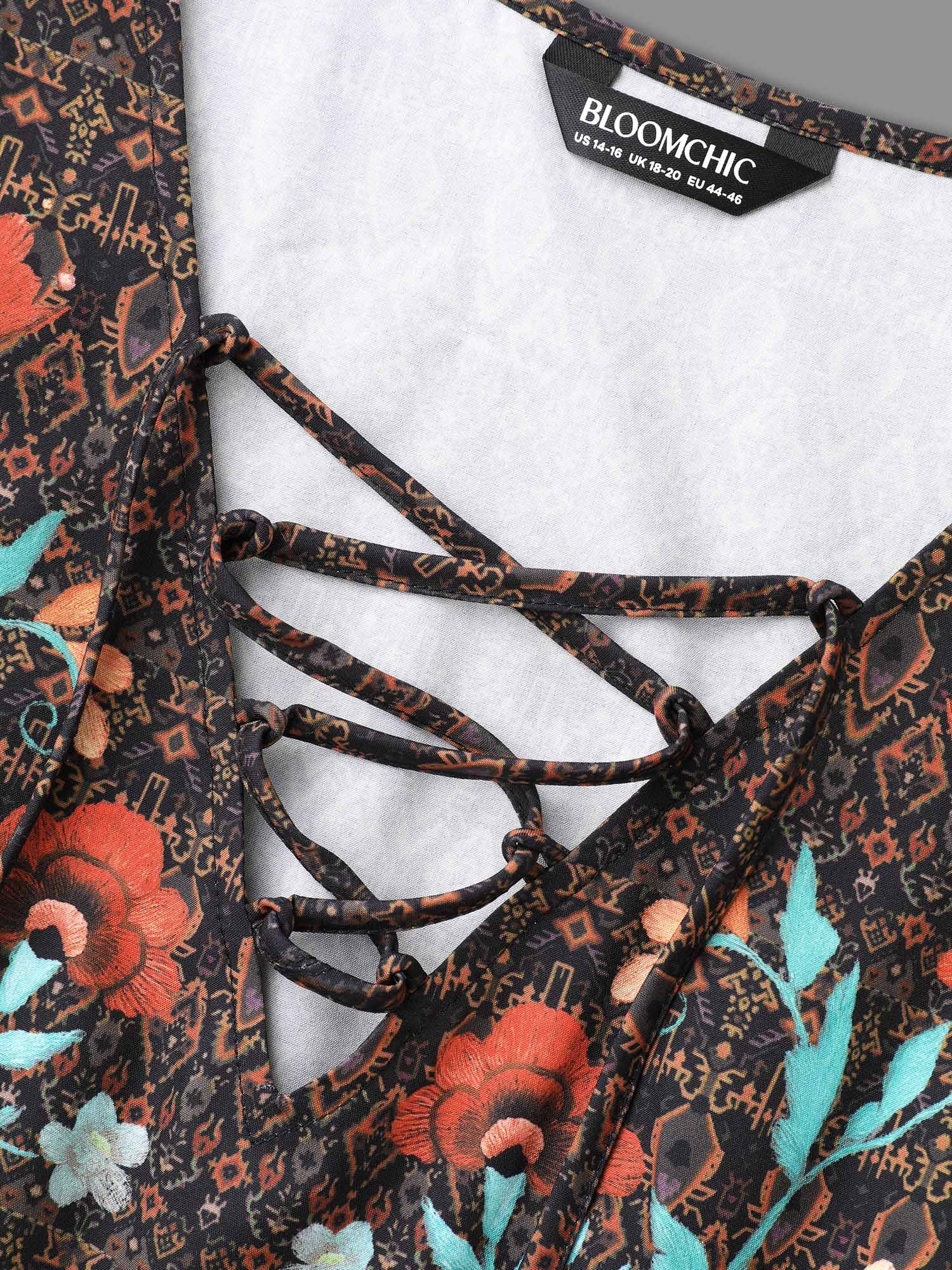 Floral Bandana Crisscross Blouse - Image 6